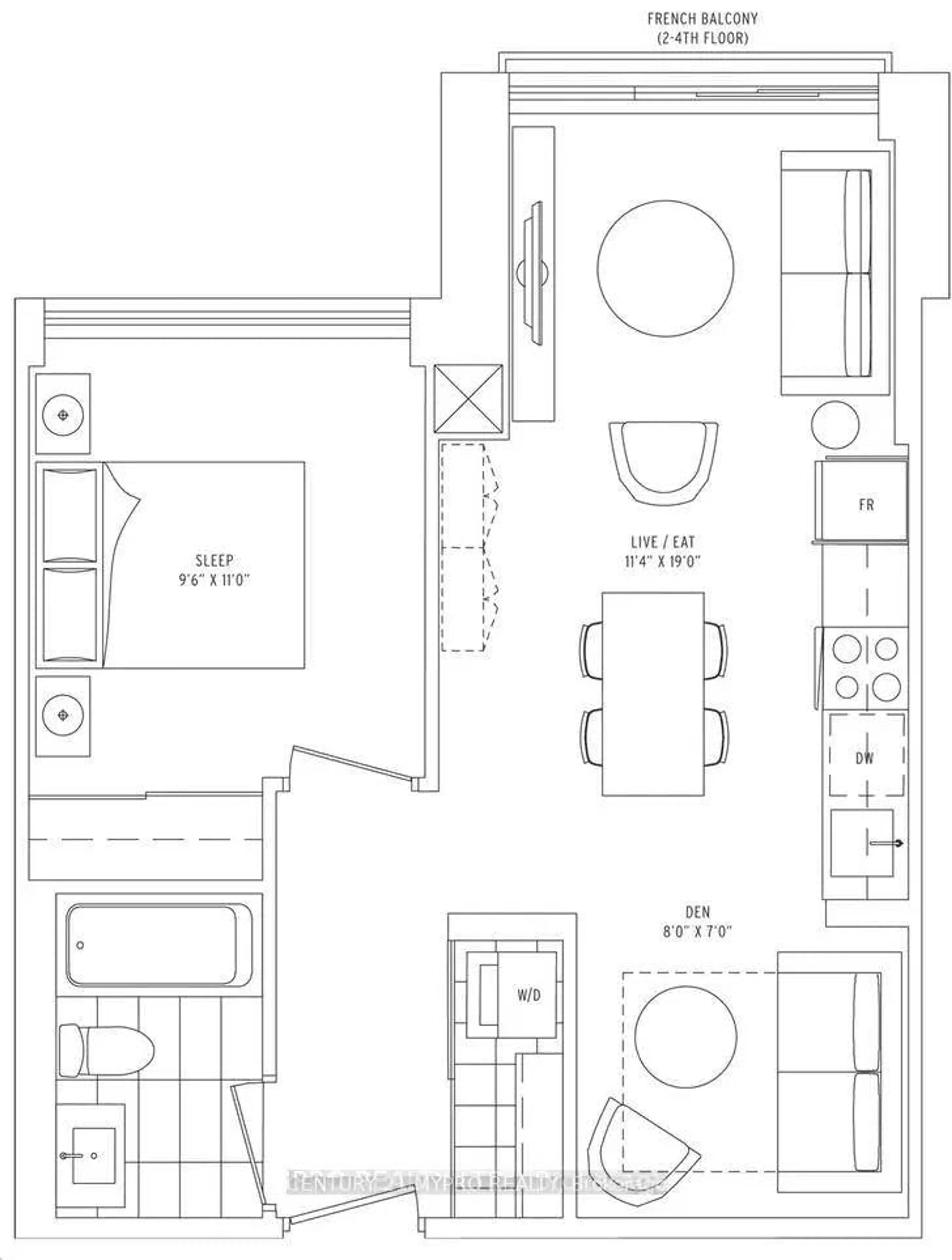 Floor plan for 1787 St. Clair Ave #414, Toronto Ontario M6N 0B7