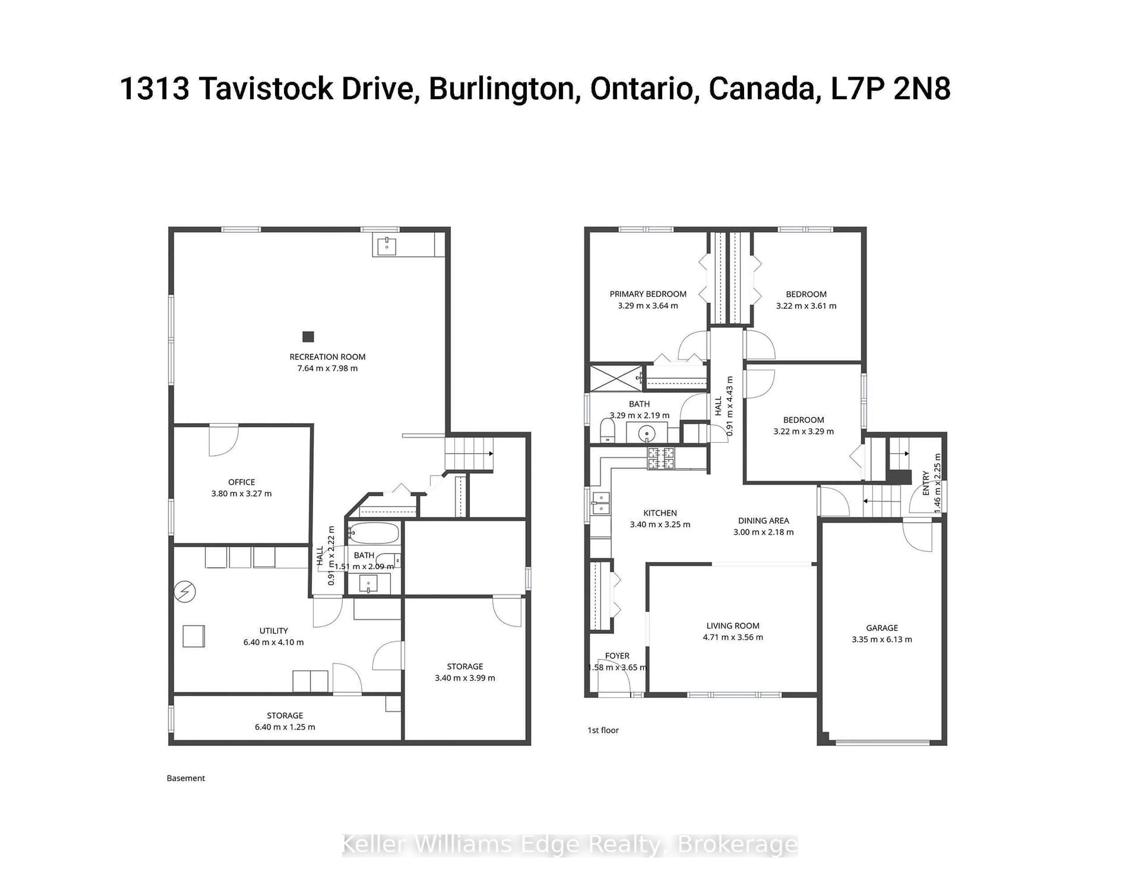 Floor plan for 1313 Tavistock Dr, Burlington Ontario L7P 2N8
