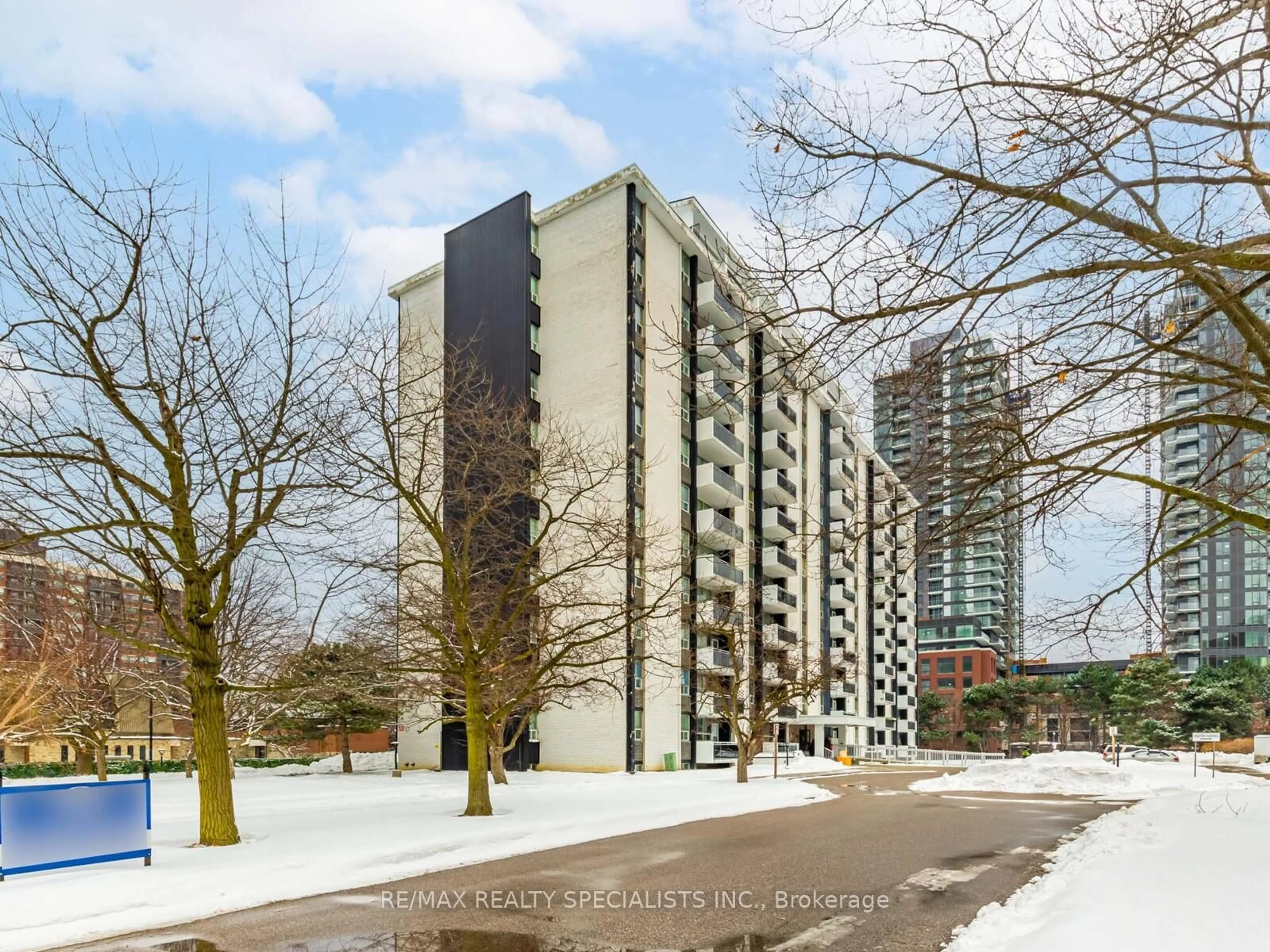 A pic from outside/outdoor area/front of a property/back of a property/a pic from drone, street for 151 La Rose Ave #401, Toronto Ontario M9P 1B3