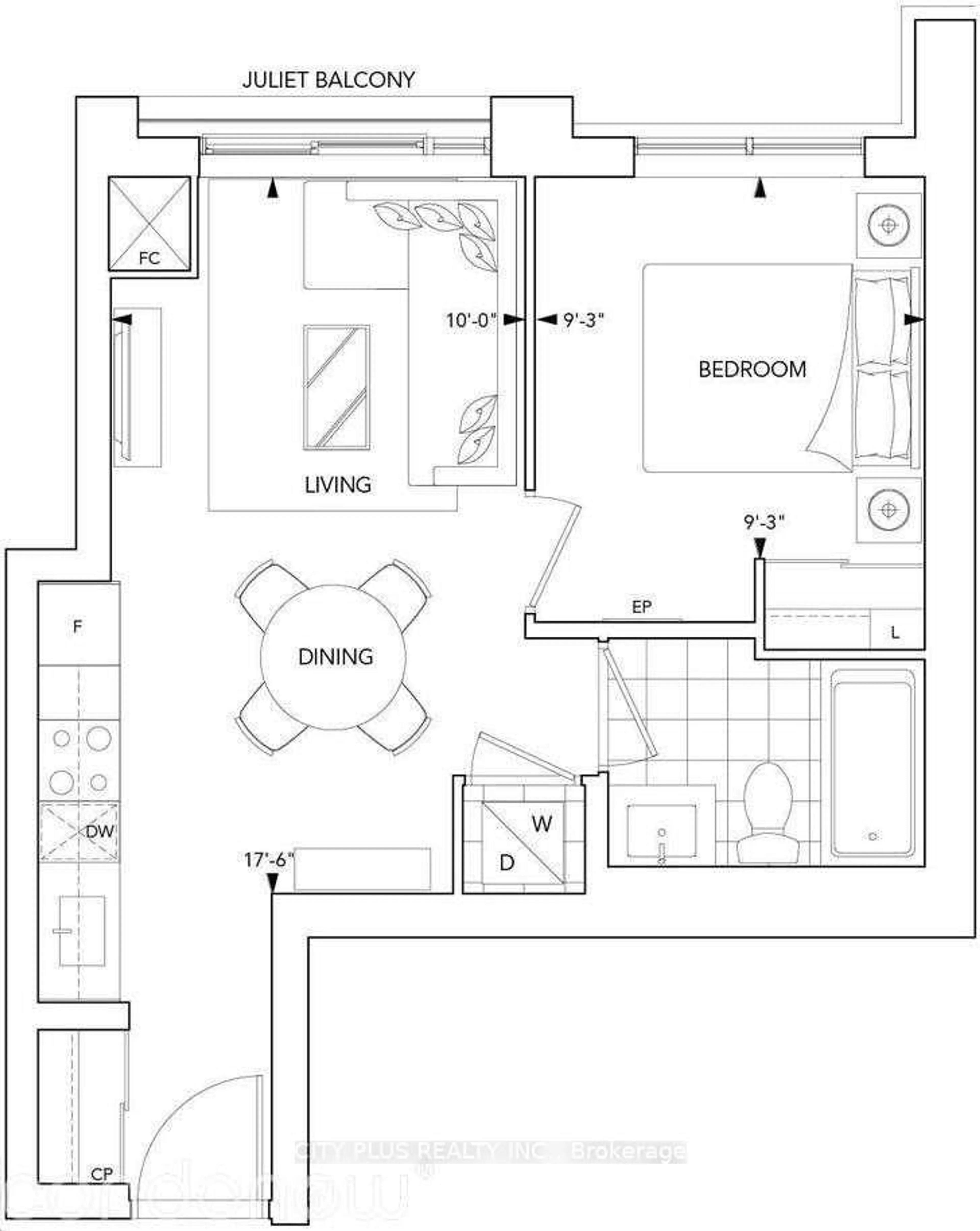 Floor plan for 9 Mabelle Ave #1815, Toronto Ontario M9A 0E1