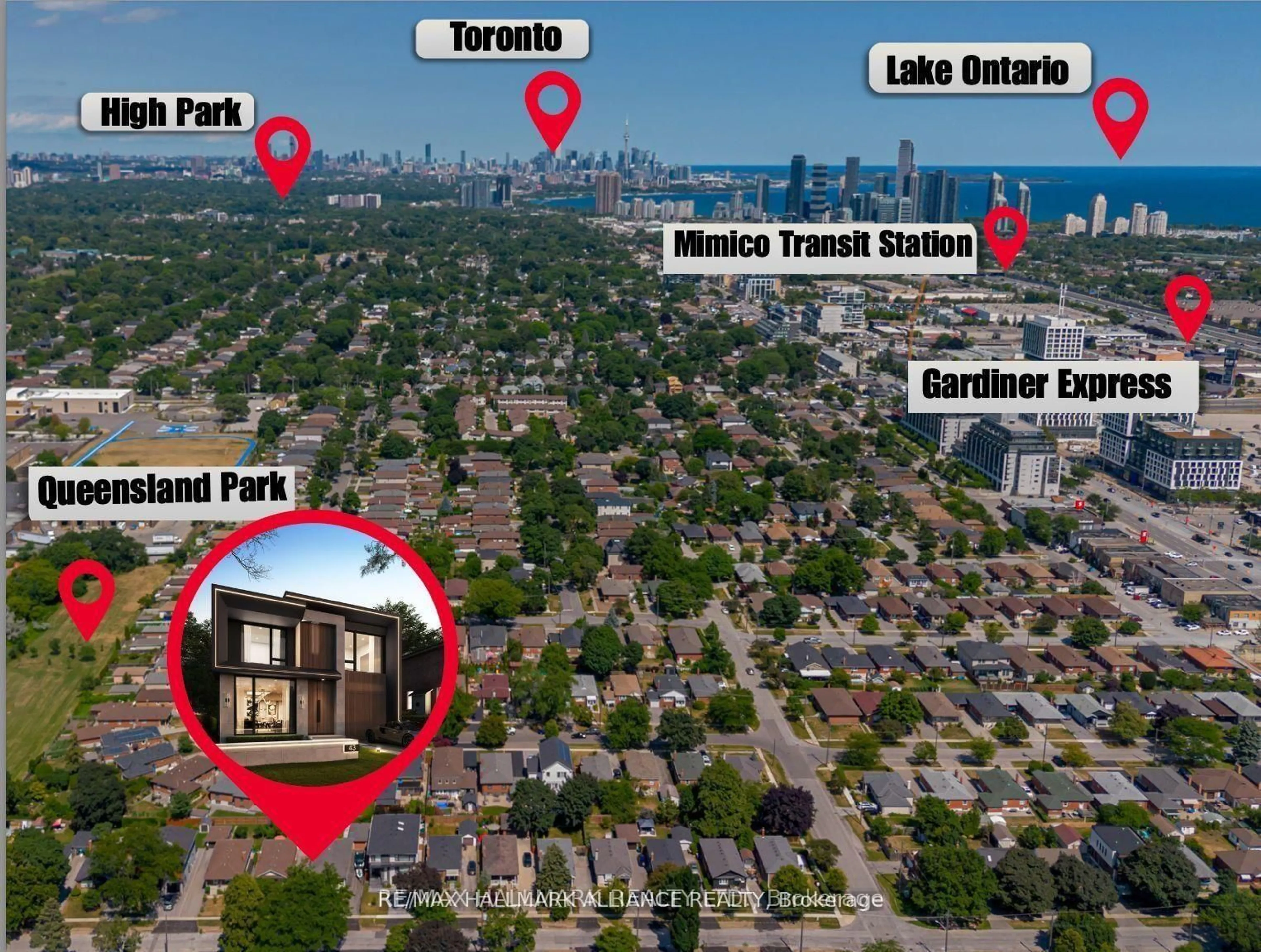 A pic from outside/outdoor area/front of a property/back of a property/a pic from drone, unknown for 43 Trueman Ave, Toronto Ontario M8Z 5A3