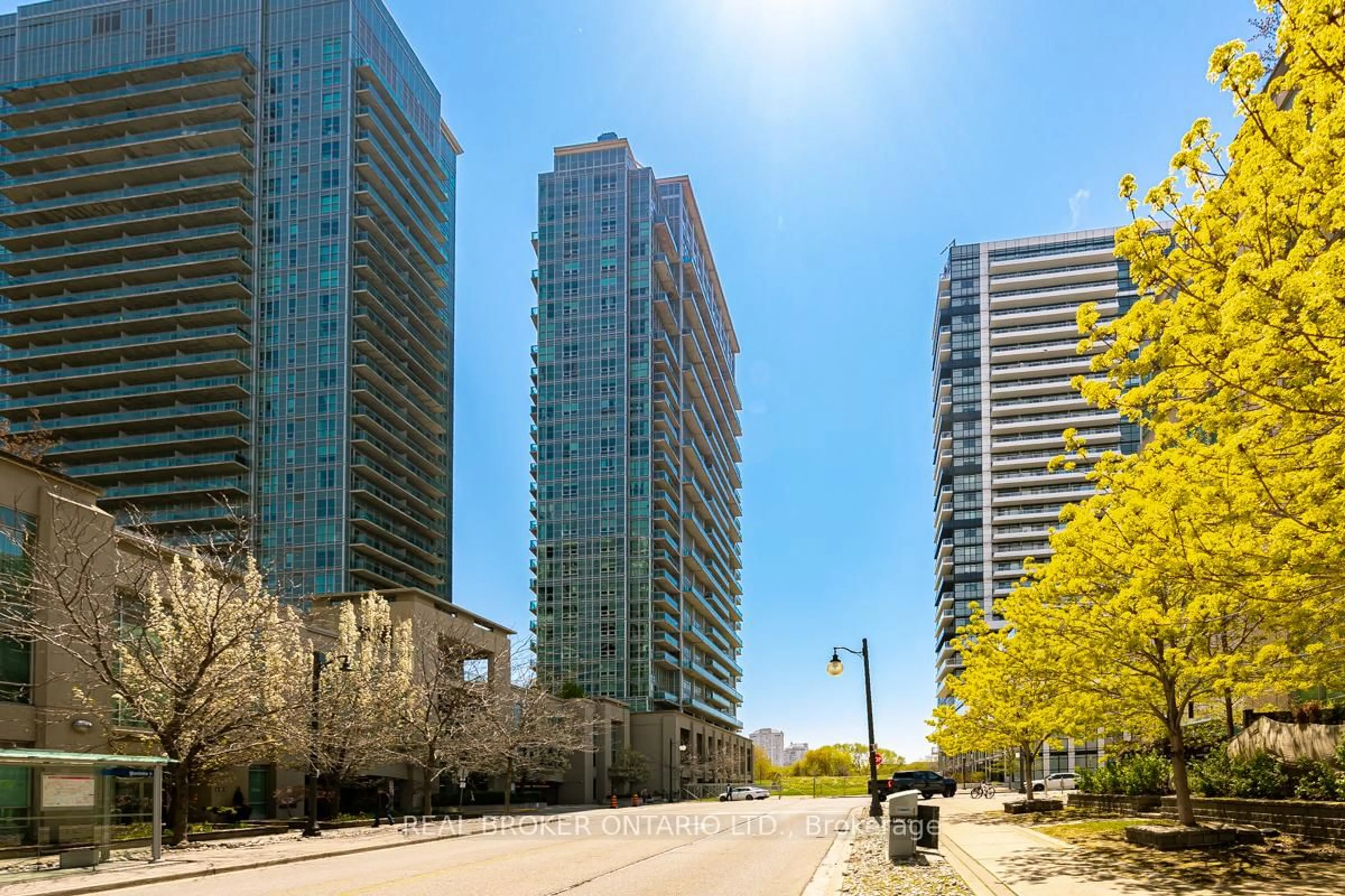 Patio, city buildings view from balcony for 155 Legion Rd #1214, Toronto Ontario M8Y 0A7