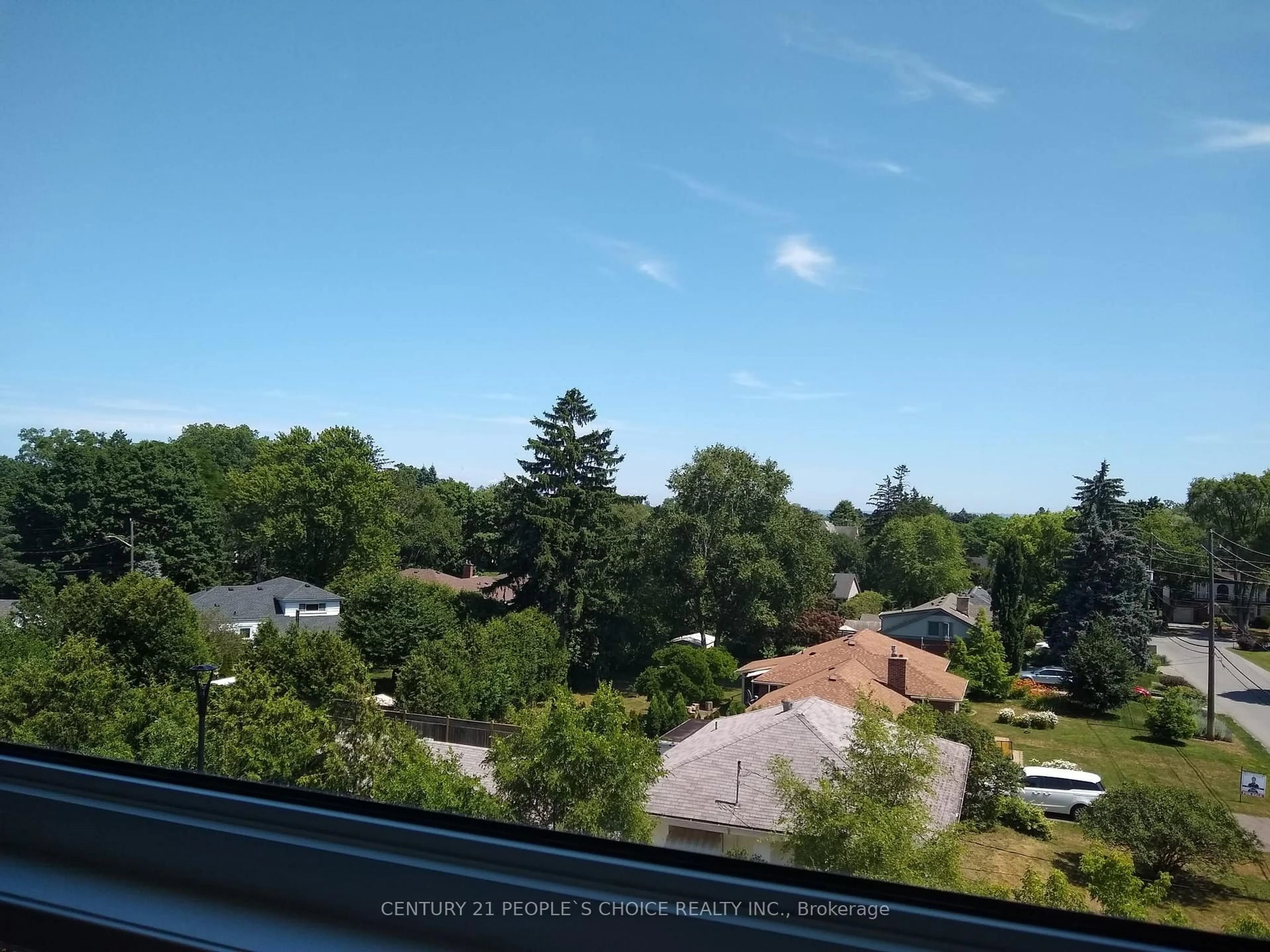 A pic from outside/outdoor area/front of a property/back of a property/a pic from drone, city buildings view from balcony for 320 Plains Rd #406, Burlington Ontario L7T 0C1