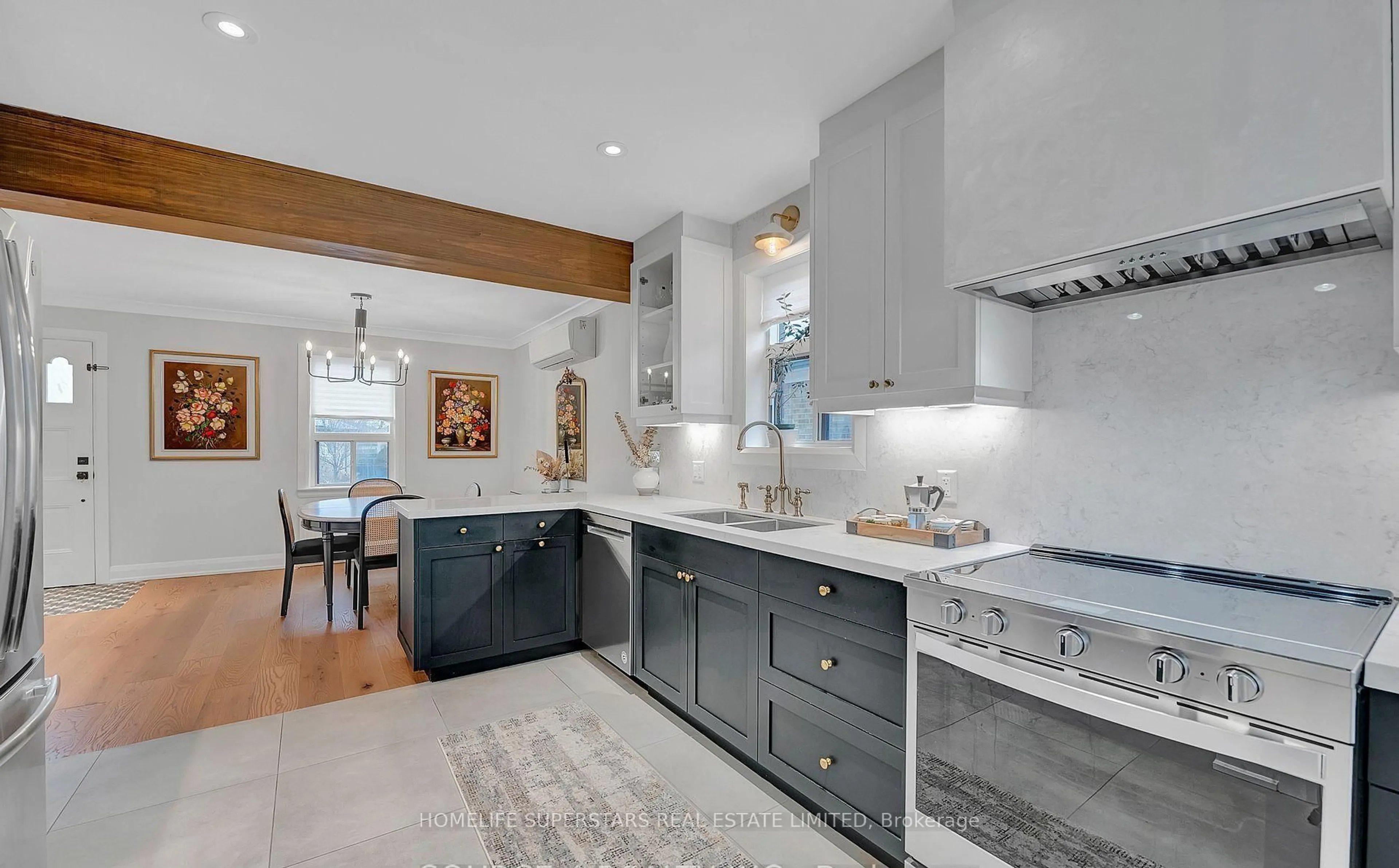 Open concept kitchen, ceramic/tile floor for 475 Maple Leaf Dr, Toronto Ontario M6L 1R1