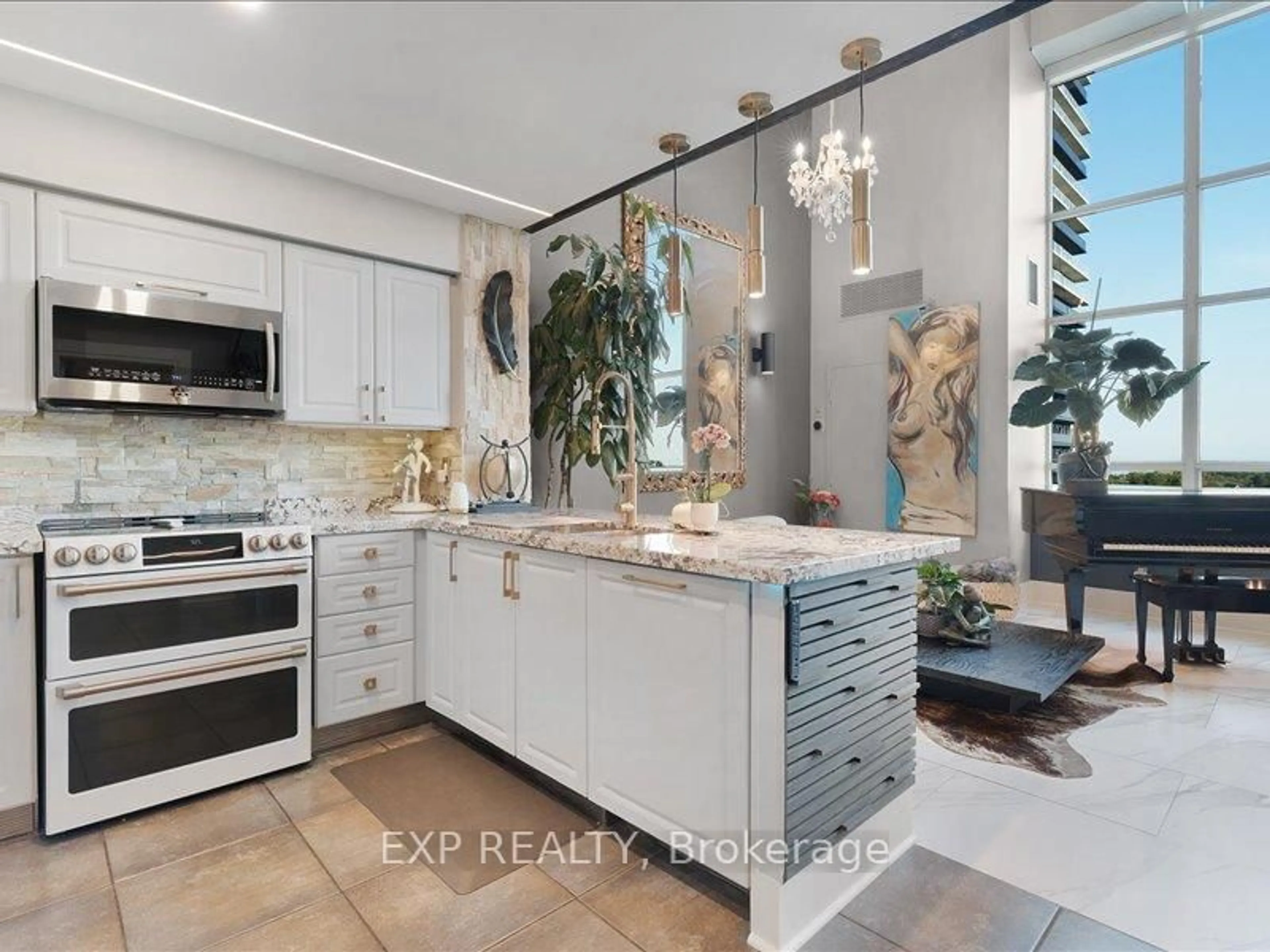 Open concept kitchen, ceramic/tile floor for 300 Manitoba St #PH416, Toronto Ontario M8Y 4G6