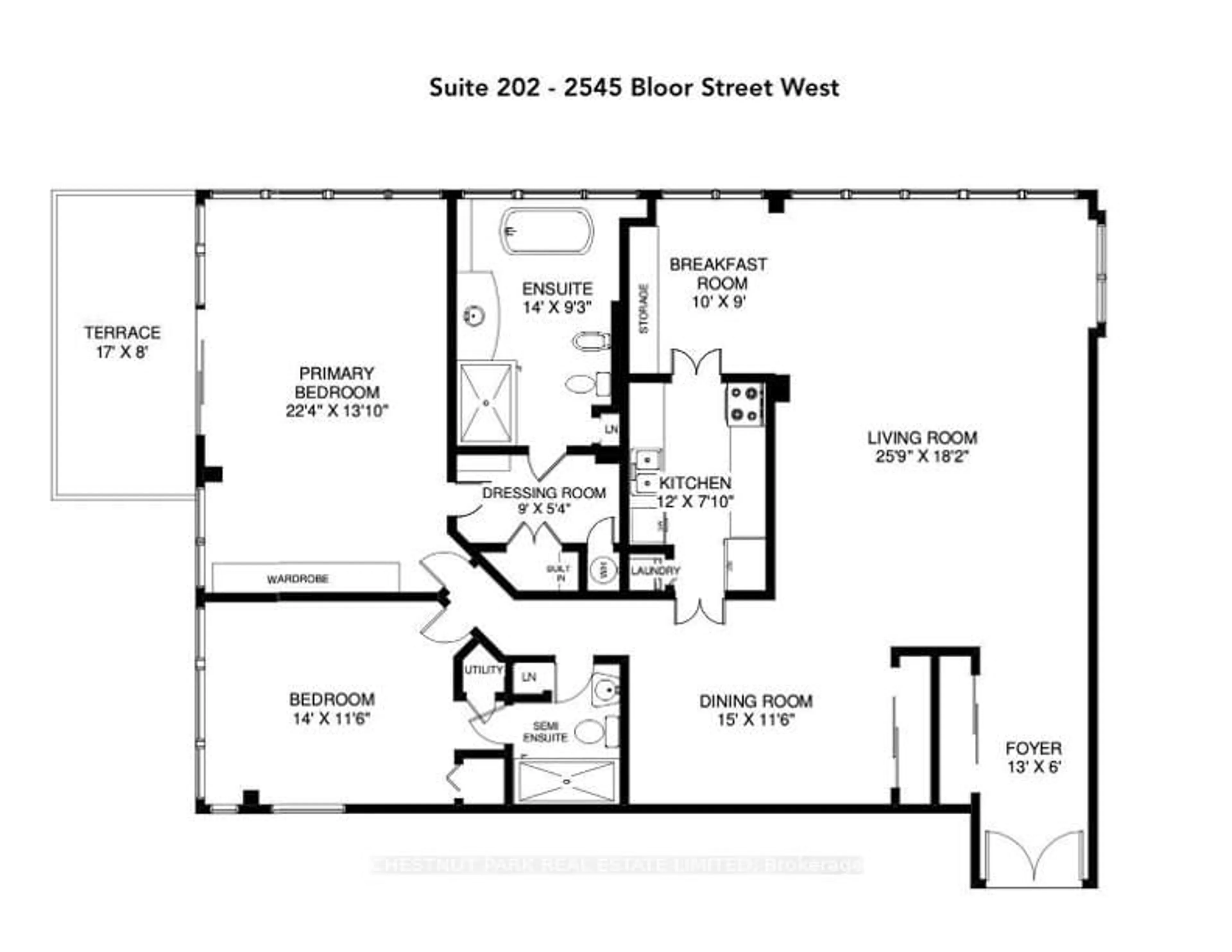 Floor plan for 2545 Bloor St #202, Toronto Ontario M6S 1S1
