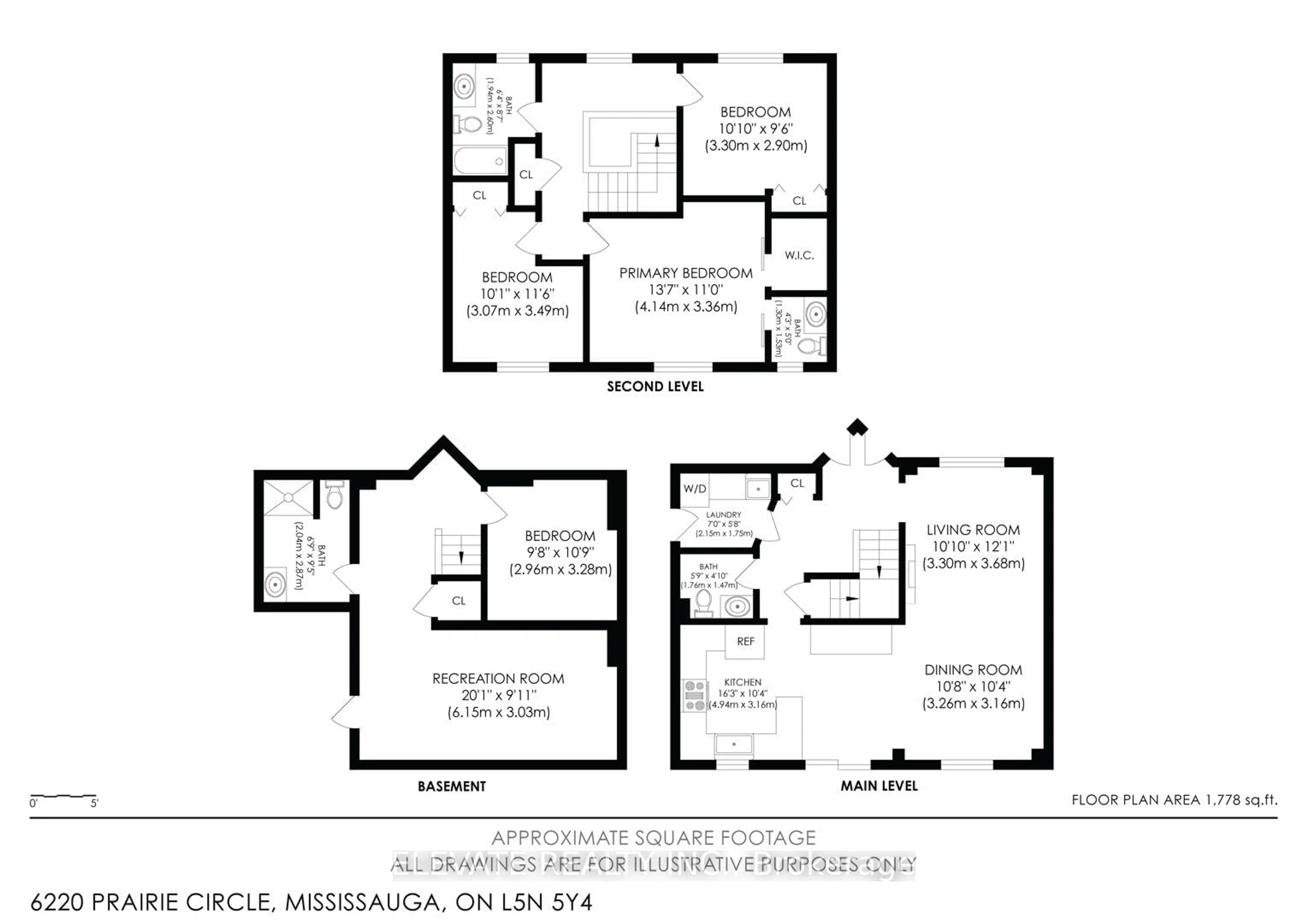 Floor plan for 6220 Prairie Circ, Mississauga Ontario L5N 5Y4