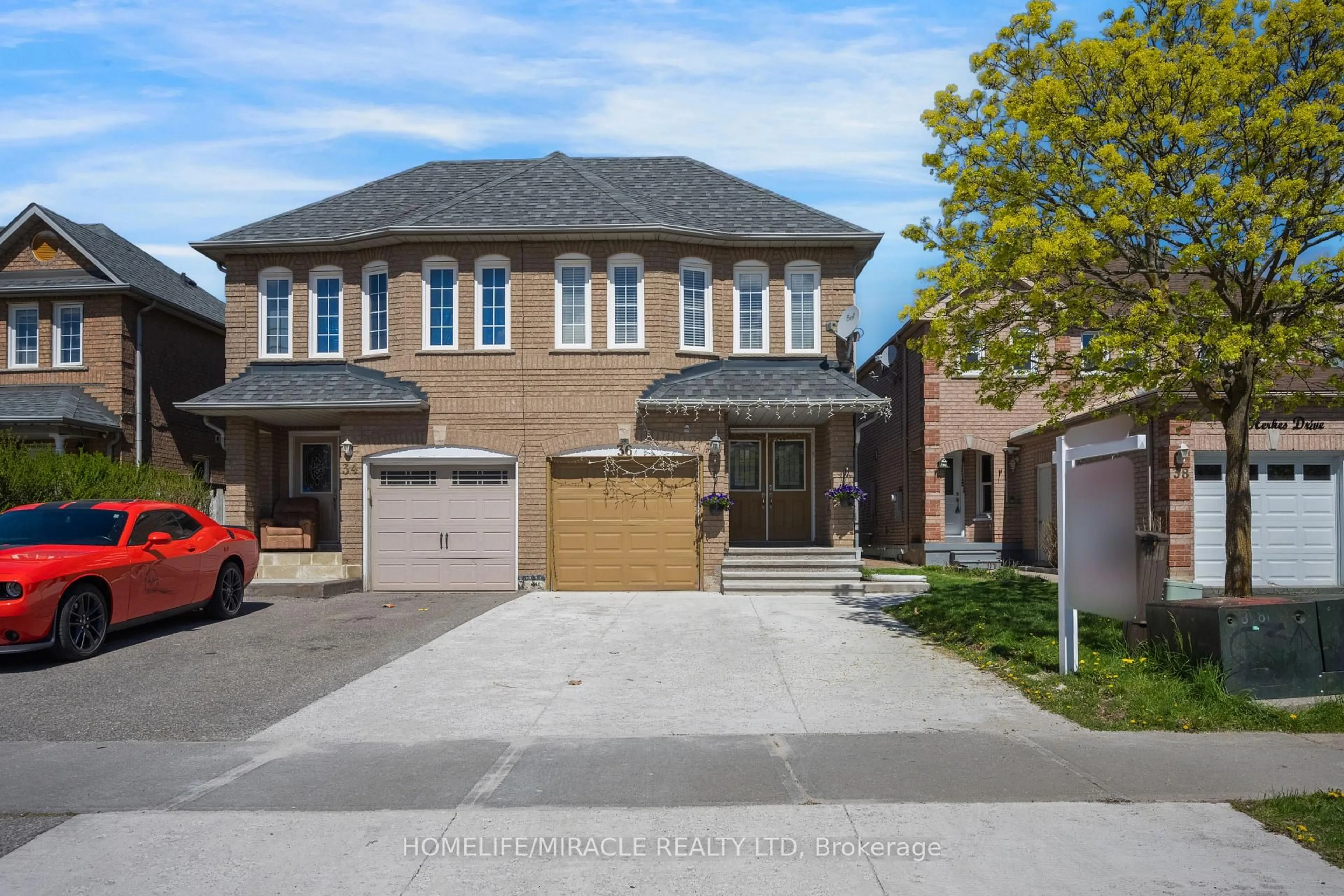 Home with brick exterior material, street for 36 Herkes Dr, Brampton Ontario L6Y 4Z2