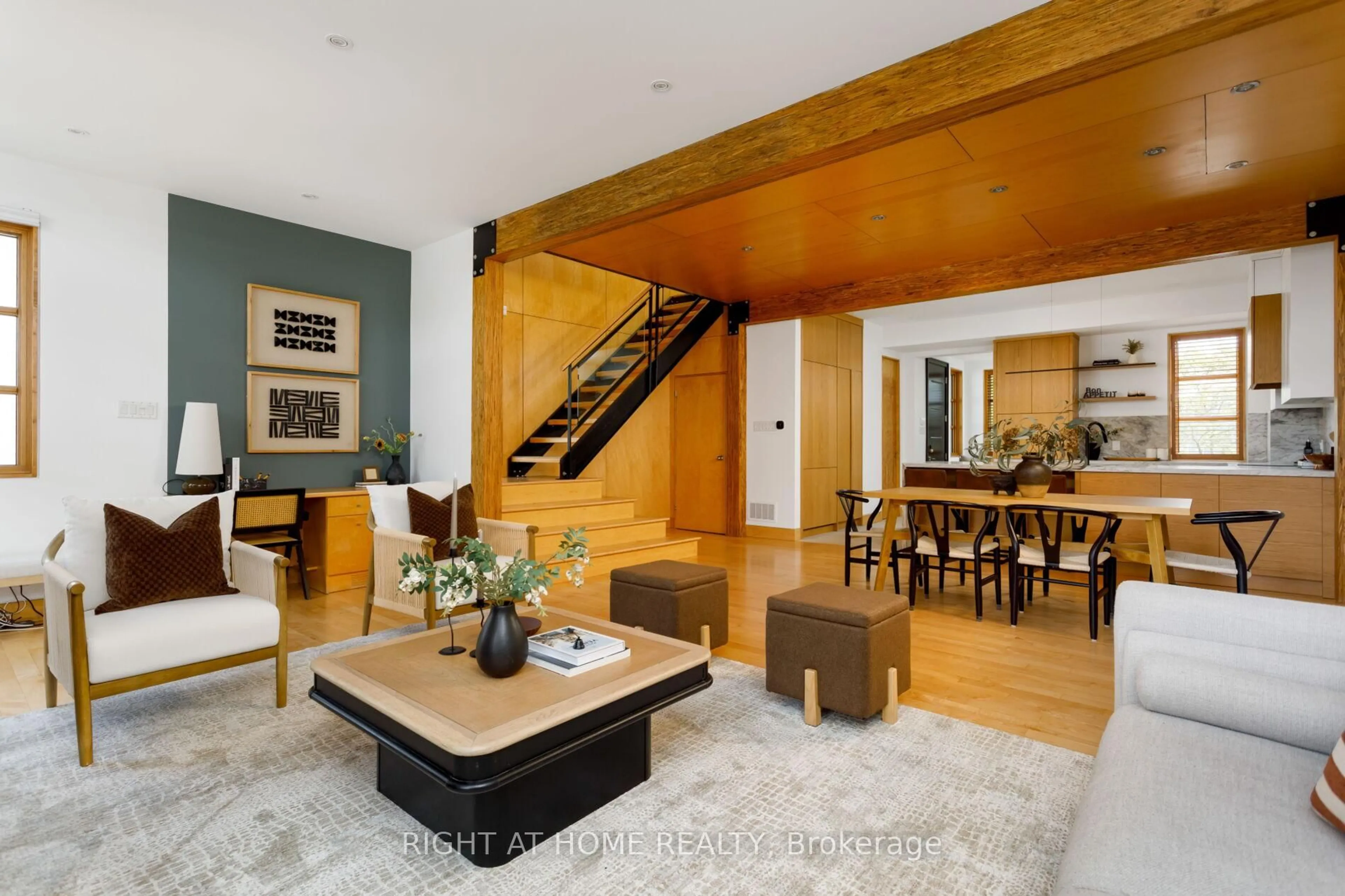 Living room with furniture, wood/laminate floor for 16 Marquis Ave, Toronto Ontario M8X 1V4