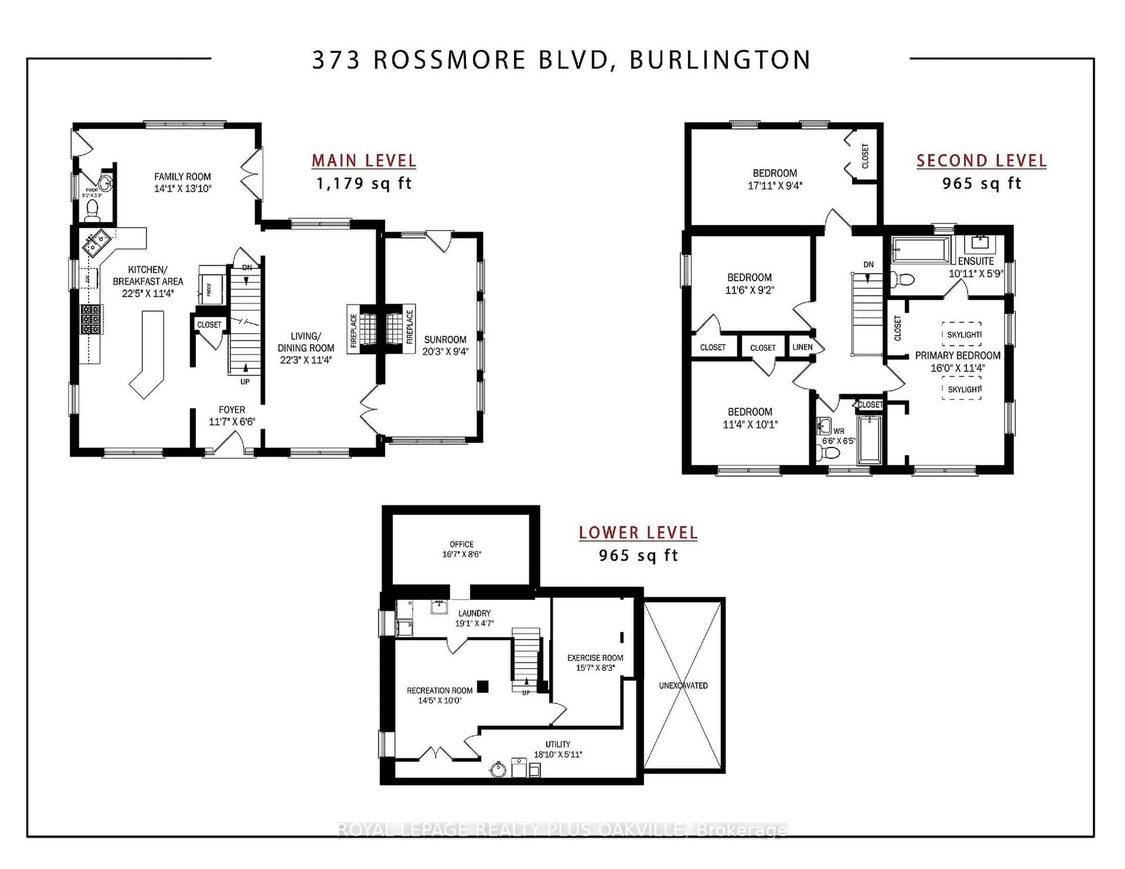 Floor plan for 373 Rossmore Blvd, Burlington Ontario L7N 1R9