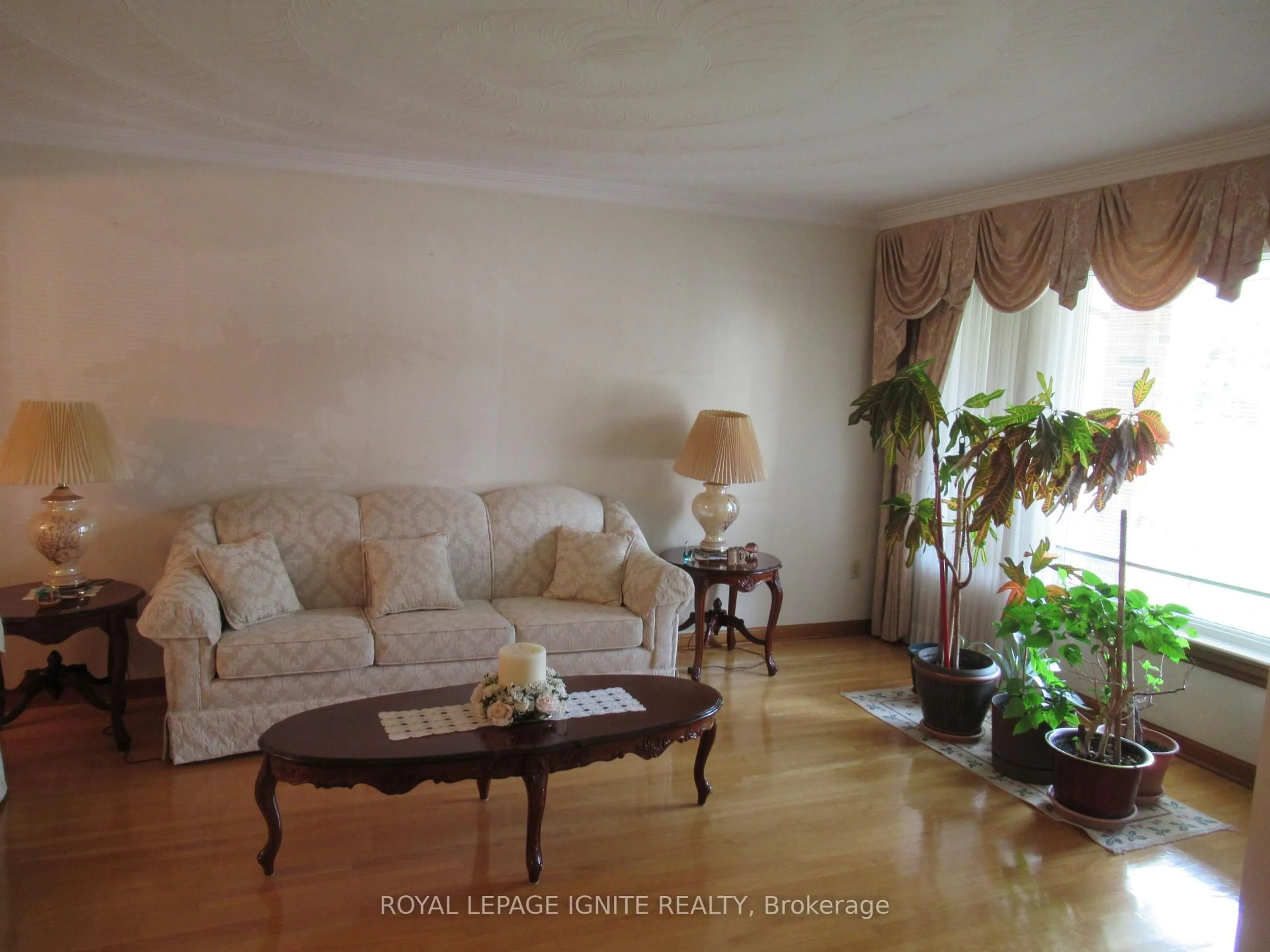 Living room with furniture, wood/laminate floor for 8 Newlove Crt, Toronto Ontario M9W 5X5