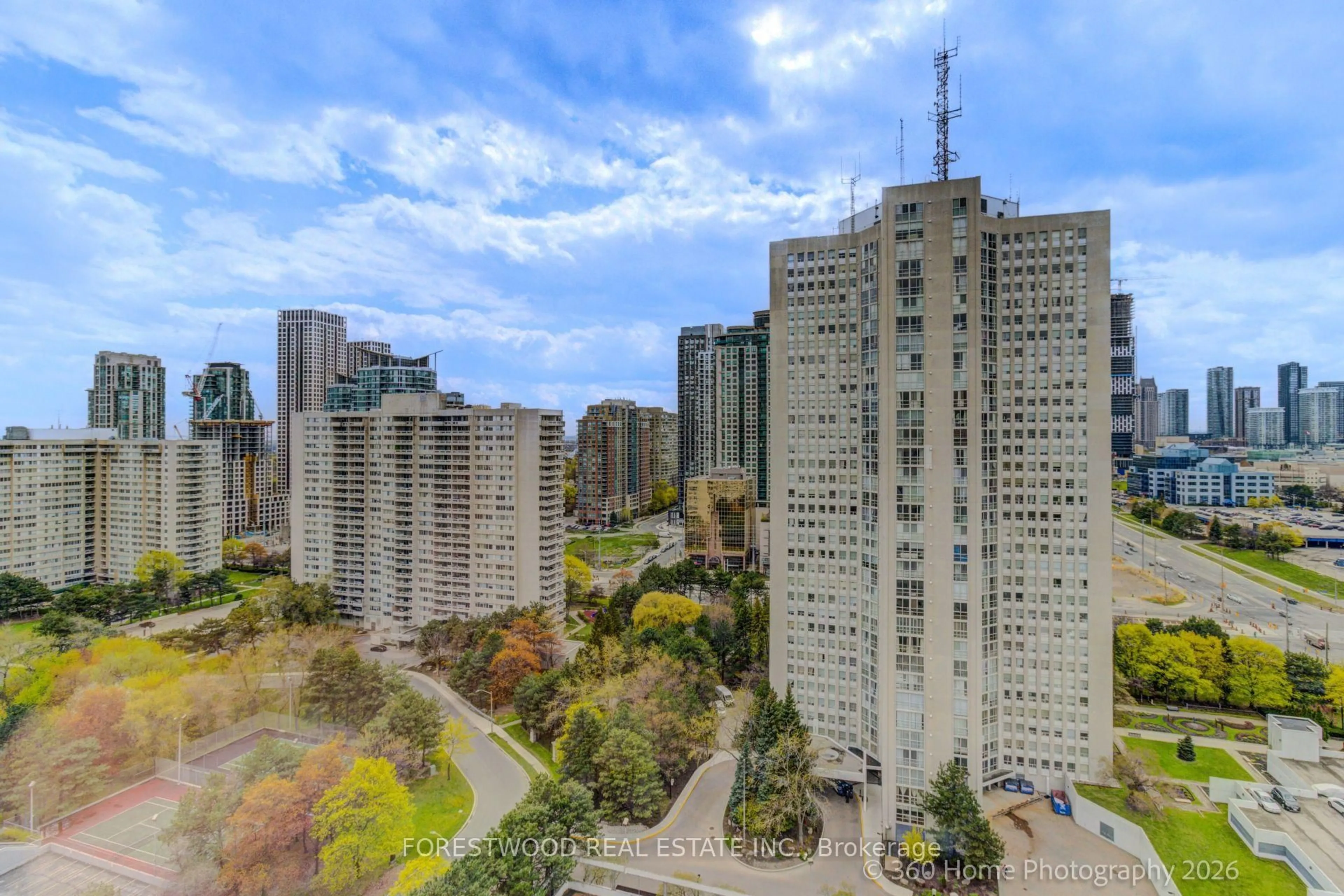 A pic from outside/outdoor area/front of a property/back of a property/a pic from drone, city buildings view from balcony for 3700 Kaneff Cres #2202, Mississauga Ontario L5A 4B8