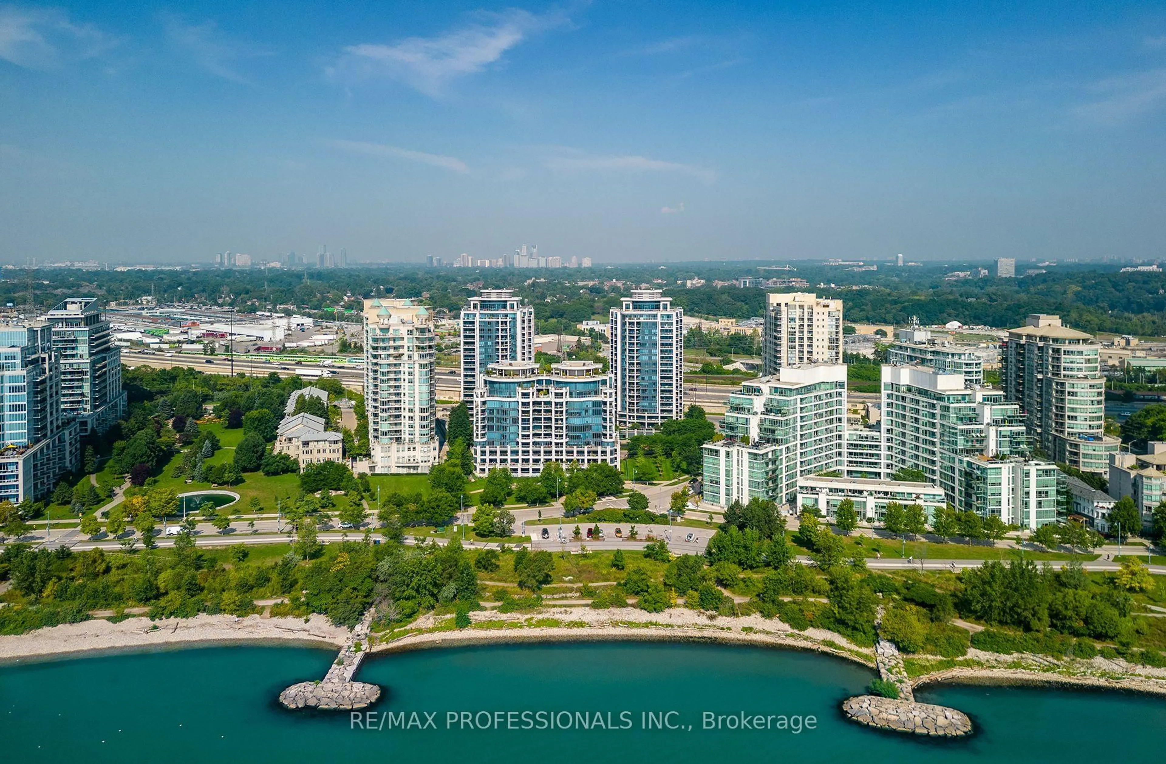 A pic from outside/outdoor area/front of a property/back of a property/a pic from drone, water/lake/river/ocean view for 2087 Lake Shore Blvd #1202, Toronto Ontario M8V 4G3
