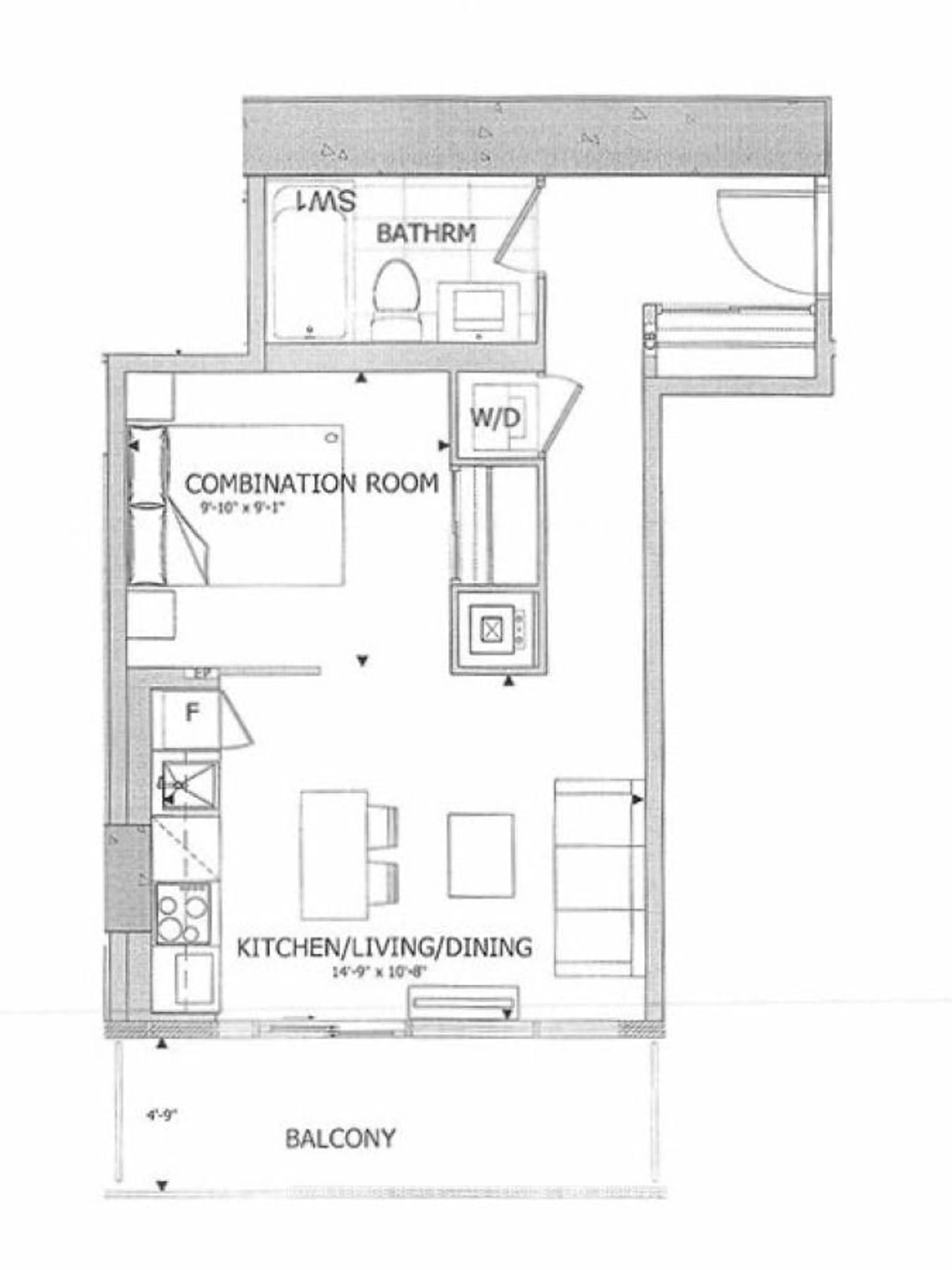 Floor plan for 3900 Confederation Pkwy #323, Mississauga Ontario L5B 0M3