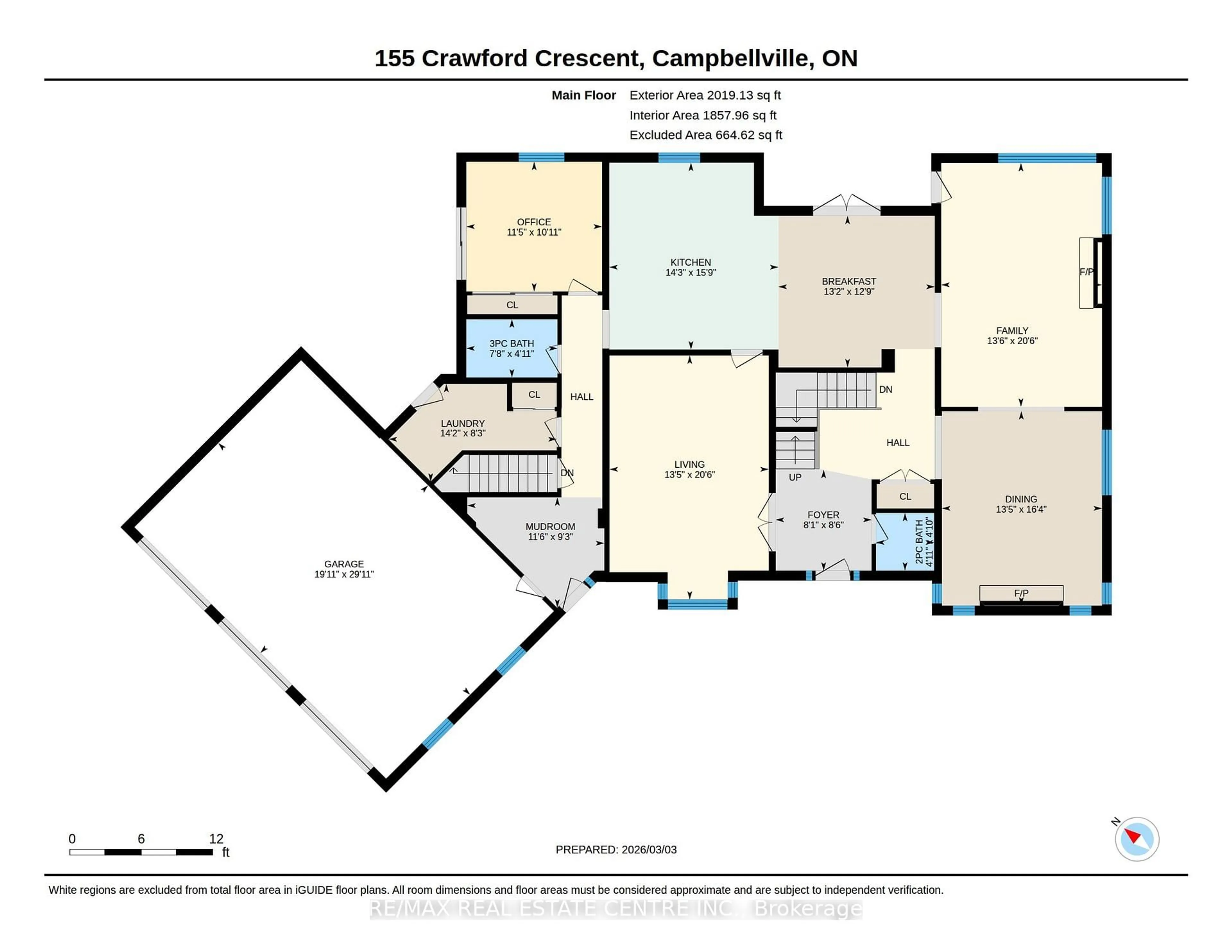 Floor plan for 155 Crawford Cres, Milton Ontario L0P 1B0