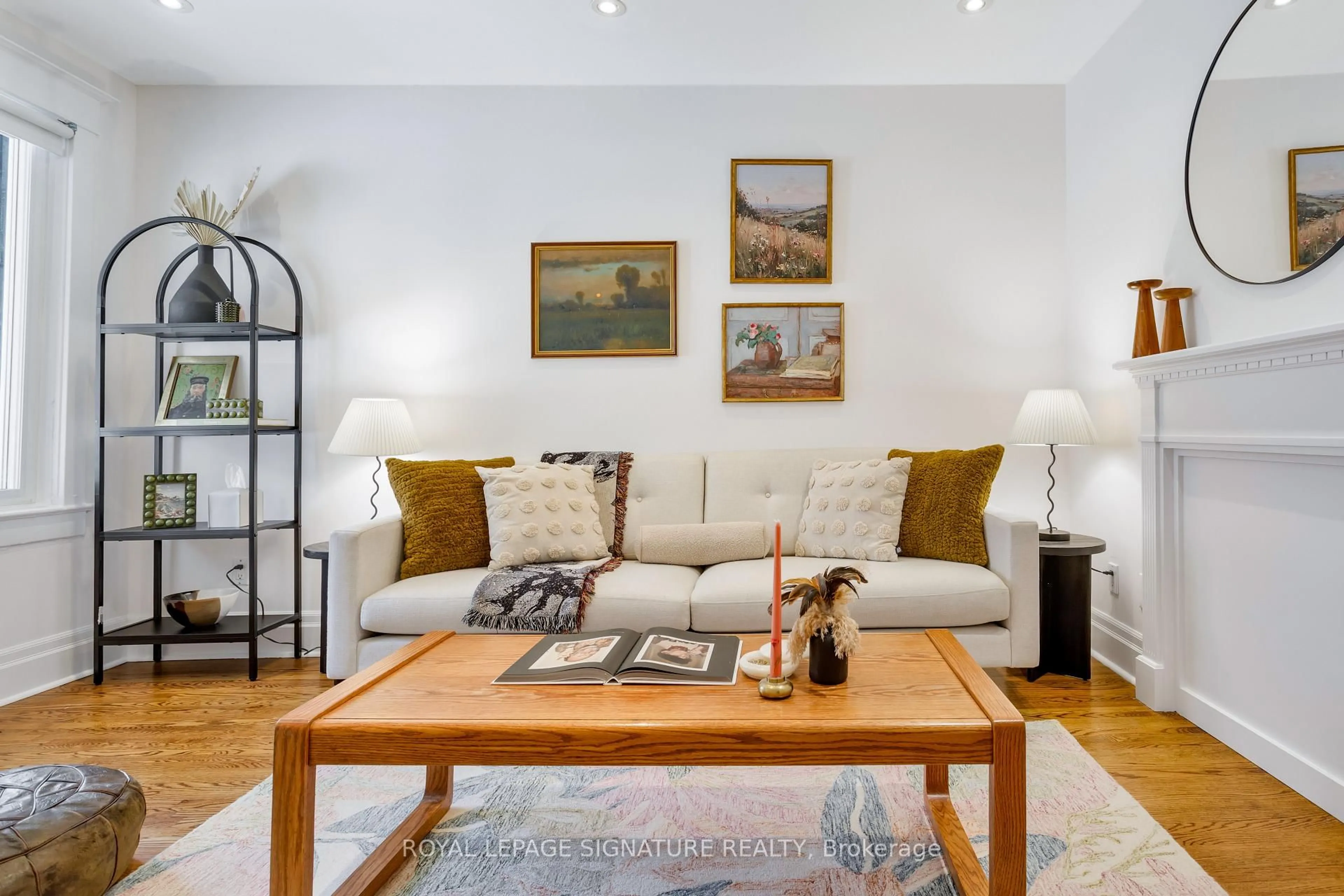 Living room with furniture, wood/laminate floor for 38 Wiltshire Ave, Toronto Ontario M6N 2V9