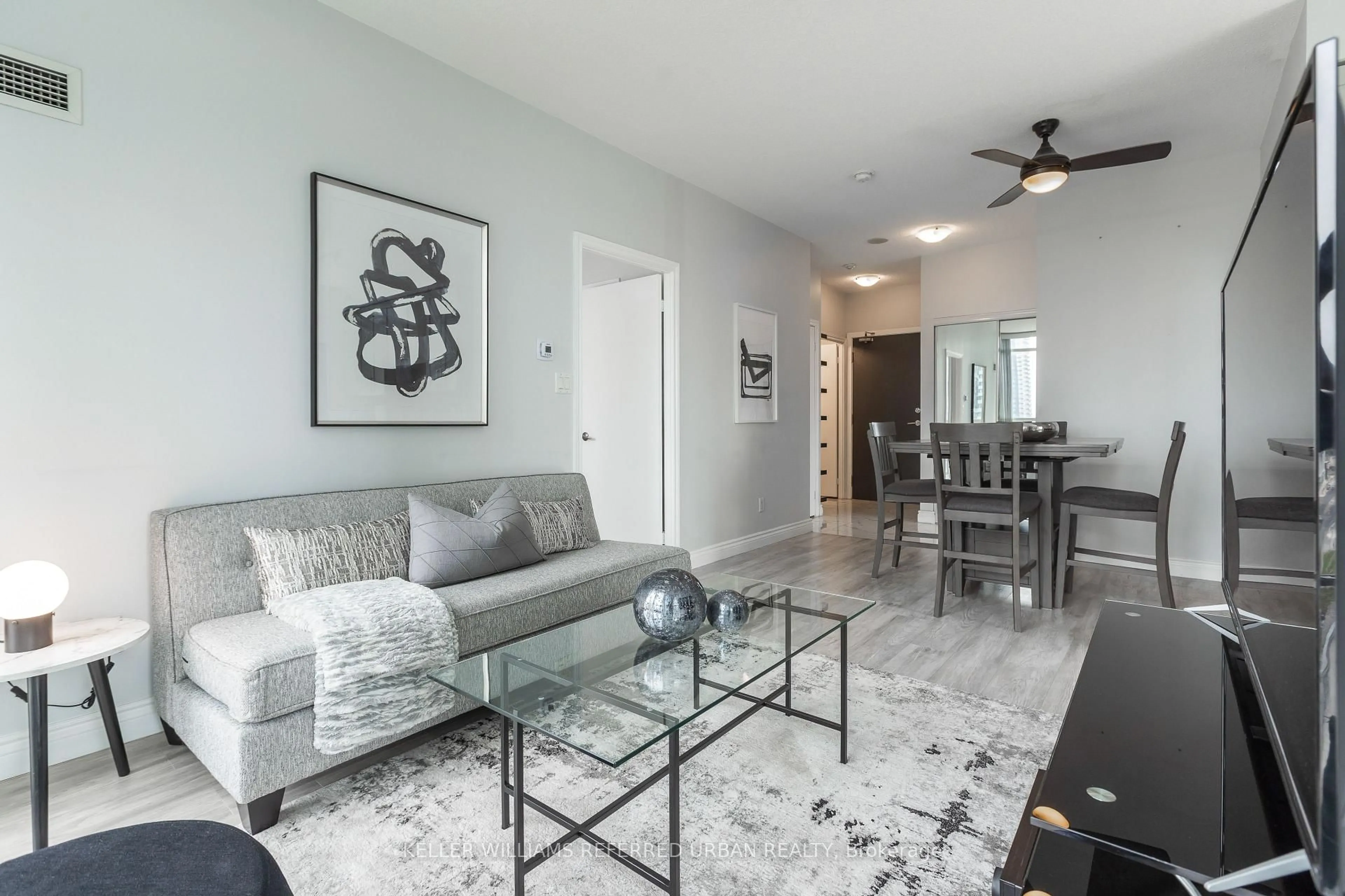 Living room with furniture, unknown for 4070 Confederation Pkwy #1107, Mississauga Ontario L5B 0E9