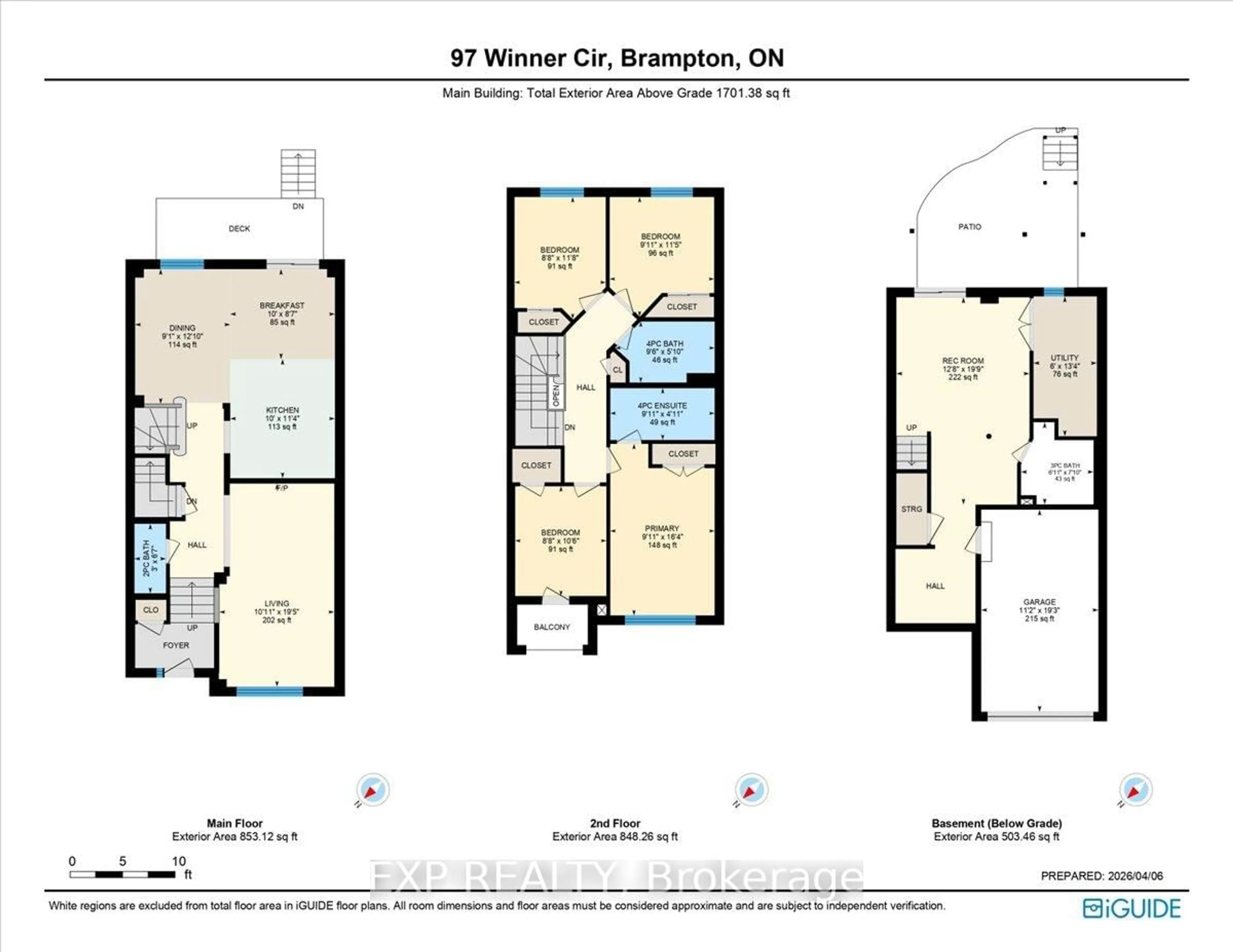 Floor plan for 97 Winners Circ, Brampton Ontario L7A 1M2