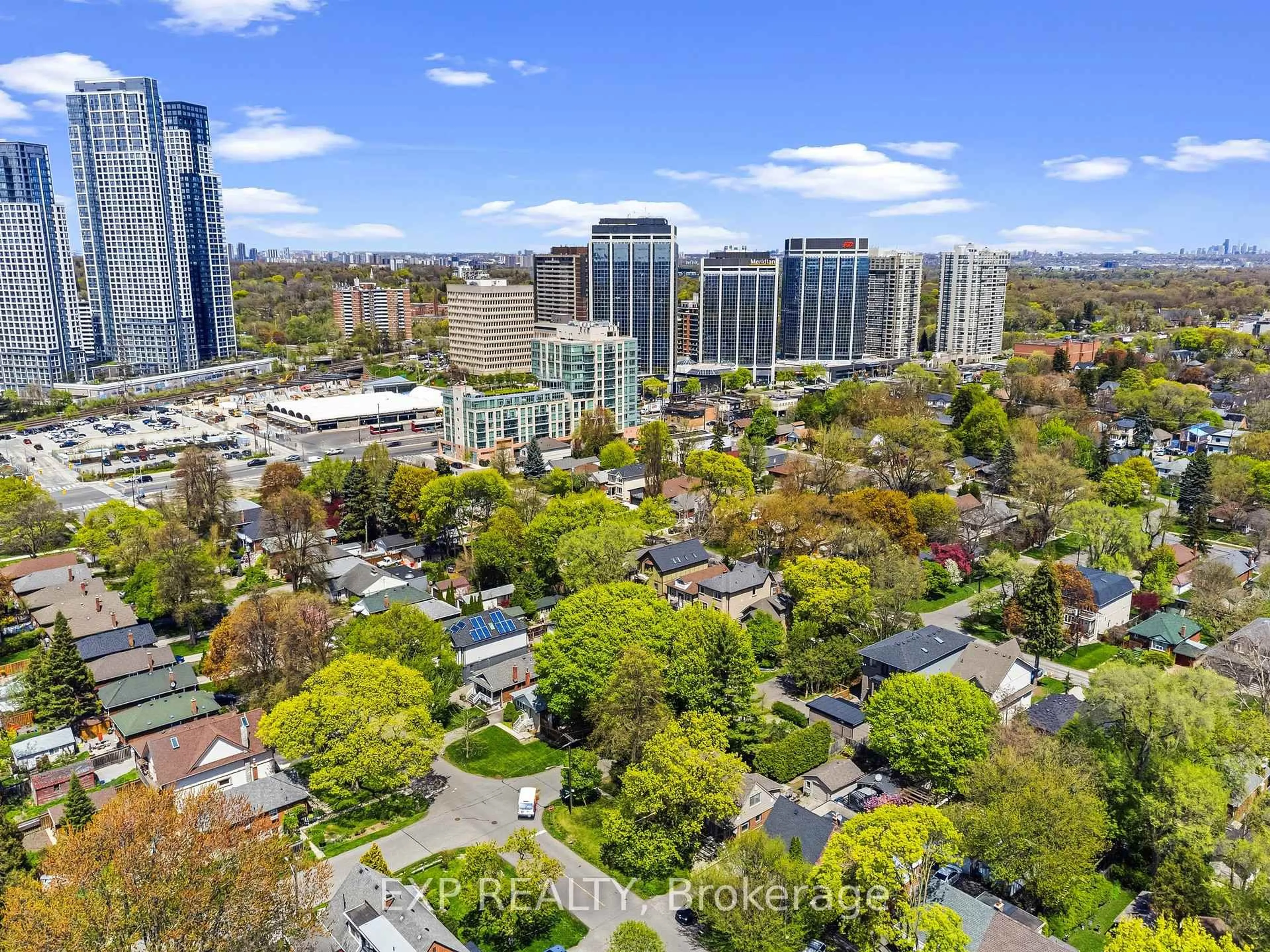 A pic from outside/outdoor area/front of a property/back of a property/a pic from drone, city buildings view from balcony for 42 Clissold Rd, Toronto Ontario M8Z 4T5