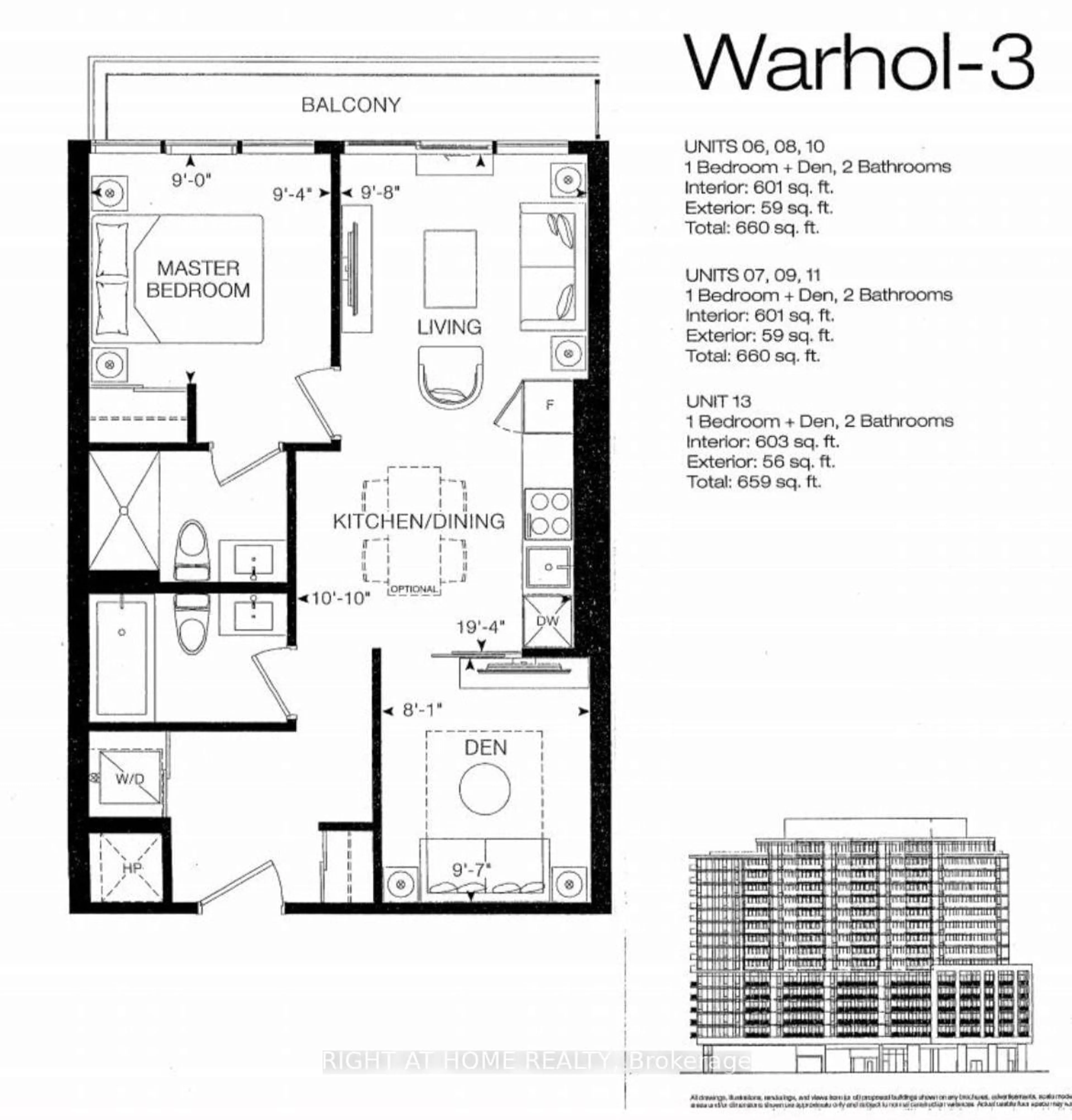 Floor plan for 86 Dundas St #909, Mississauga Ontario L5A 0B1