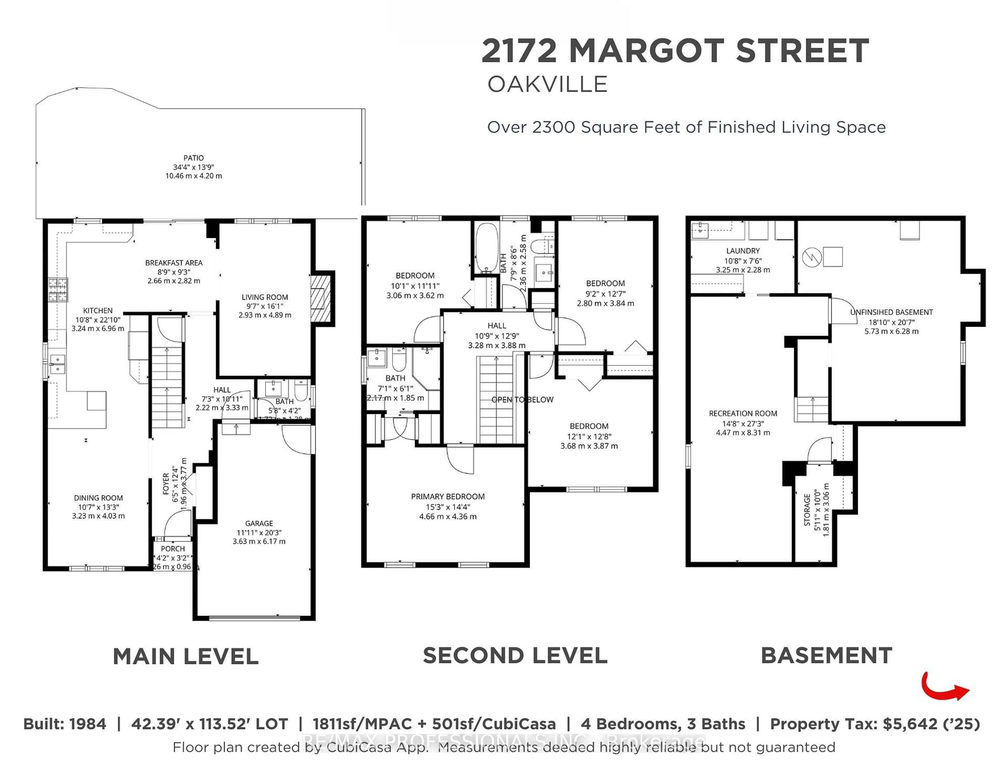Floor plan for 2172 Margot St, Oakville Ontario L6H 3M1