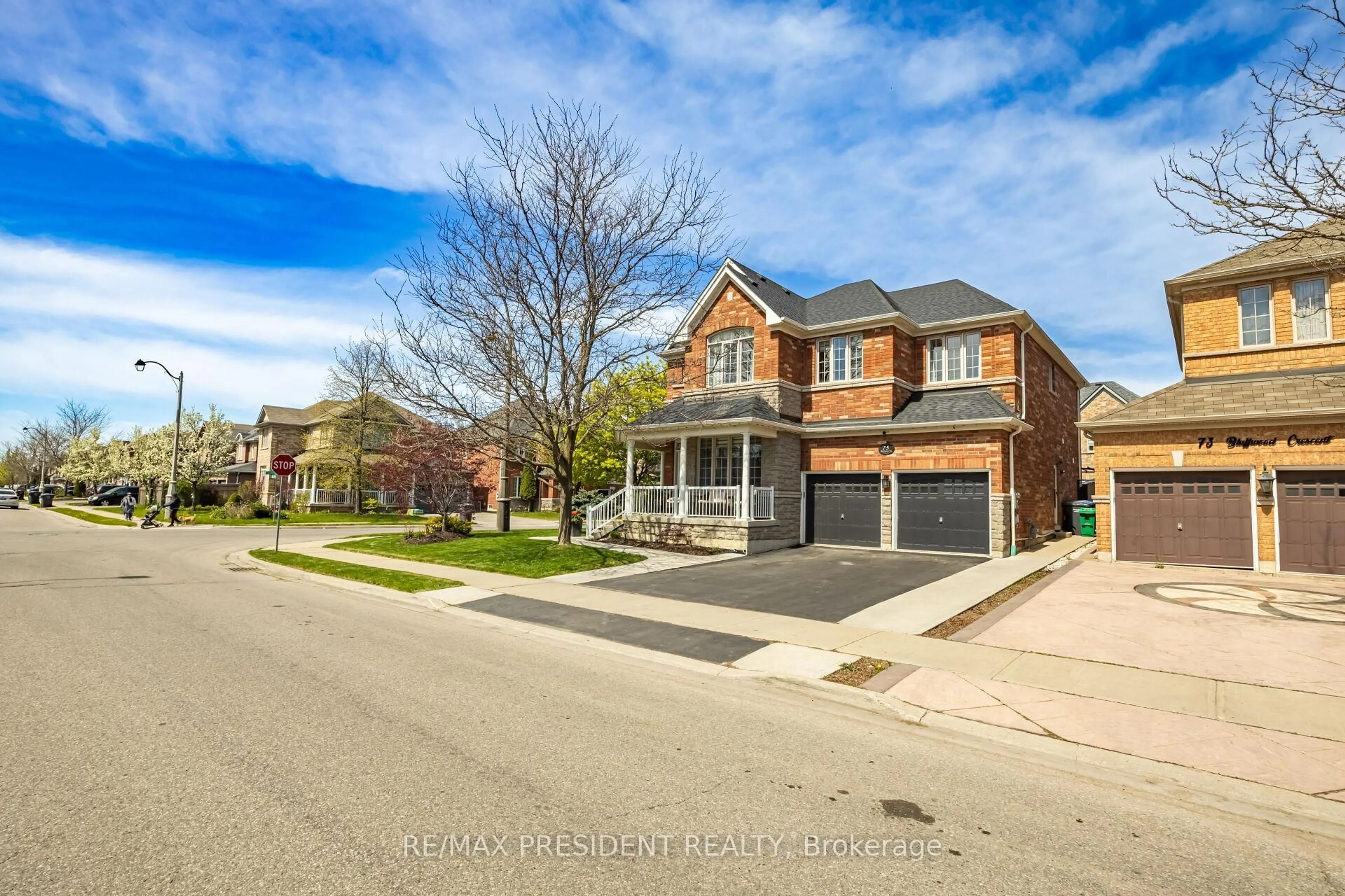 Home with brick exterior material, street for 75 Bluffwood Cres, Brampton Ontario L6P 2A8