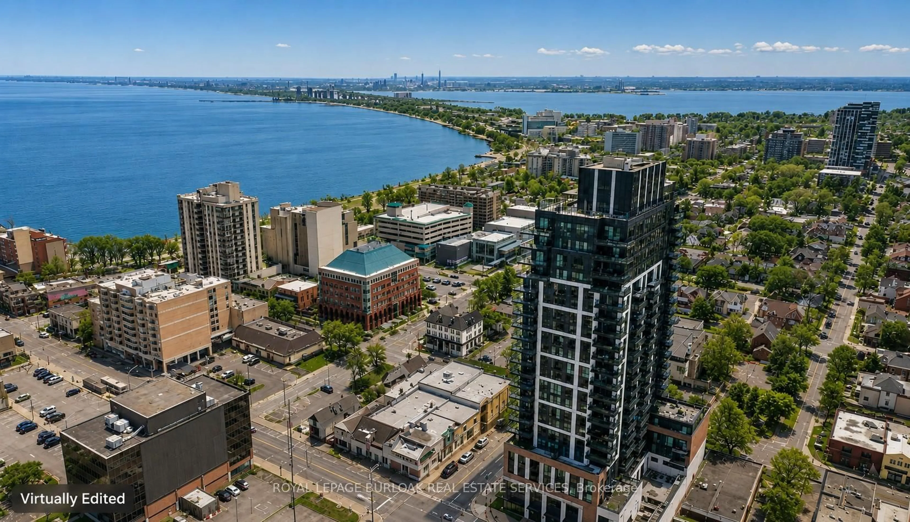 A pic from outside/outdoor area/front of a property/back of a property/a pic from drone, water/lake/river/ocean view for 2007 James St #603, Burlington Ontario L7R 0G7