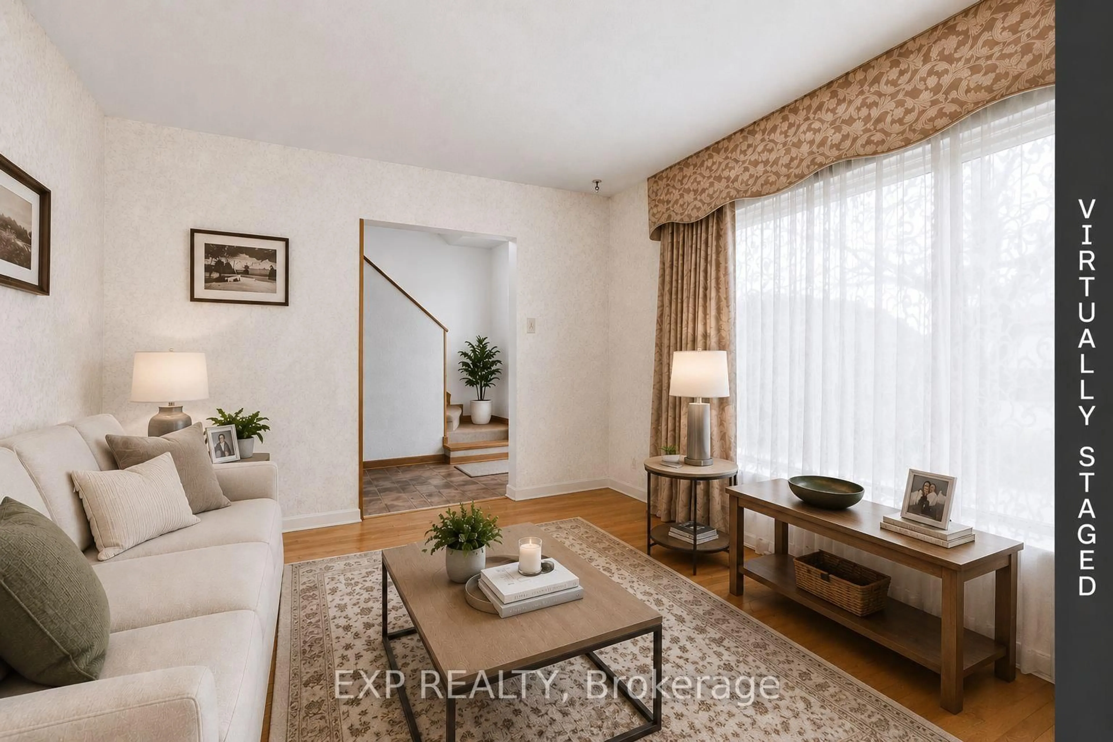 Living room with furniture, carpet floor for 1 Flavian Cres, Brampton Ontario L6T 3P2