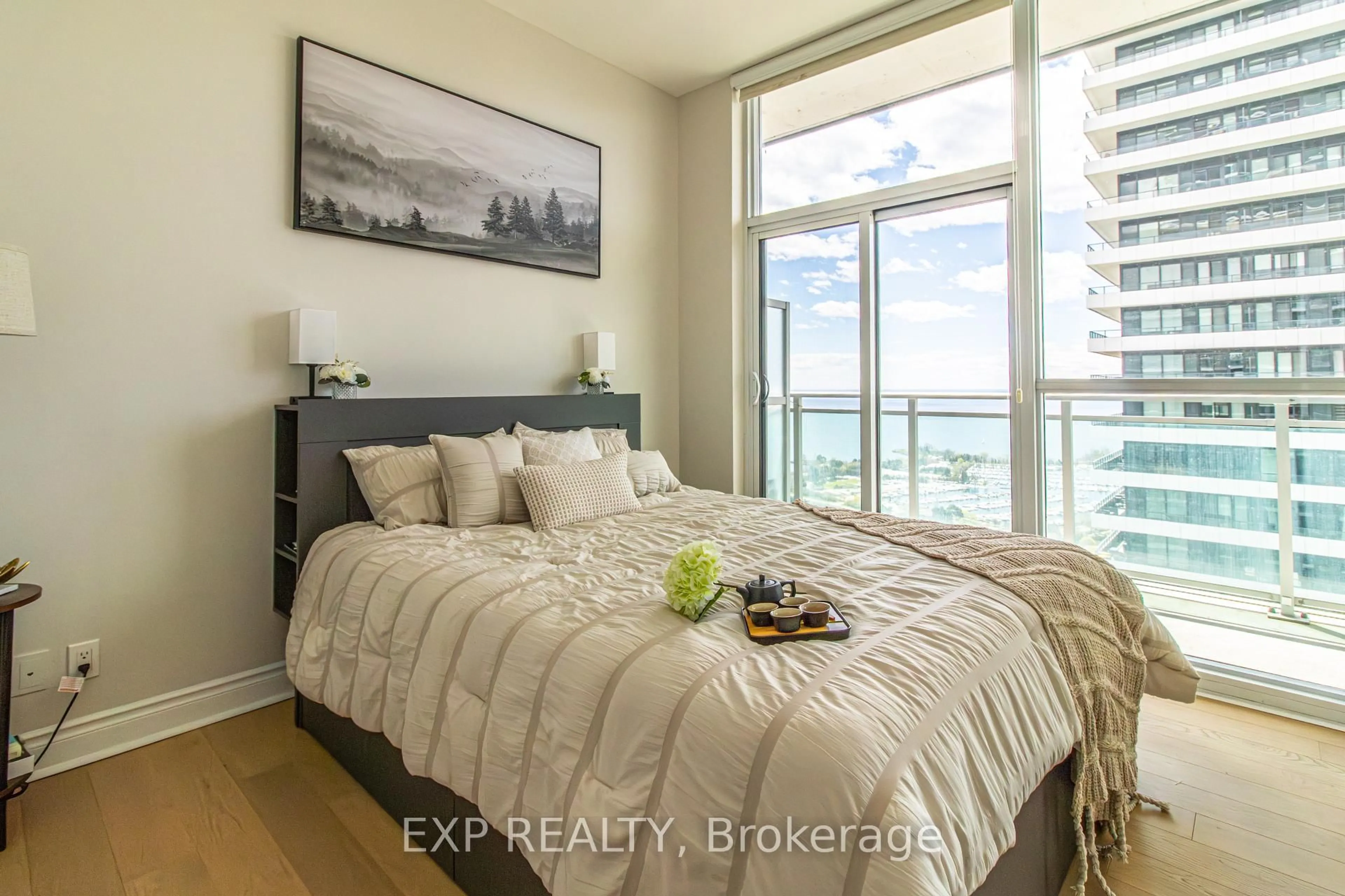 Bedroom with bed, unknown for 33 Shore Breeze Dr #LPH3802, Toronto Ontario M8V 0G1