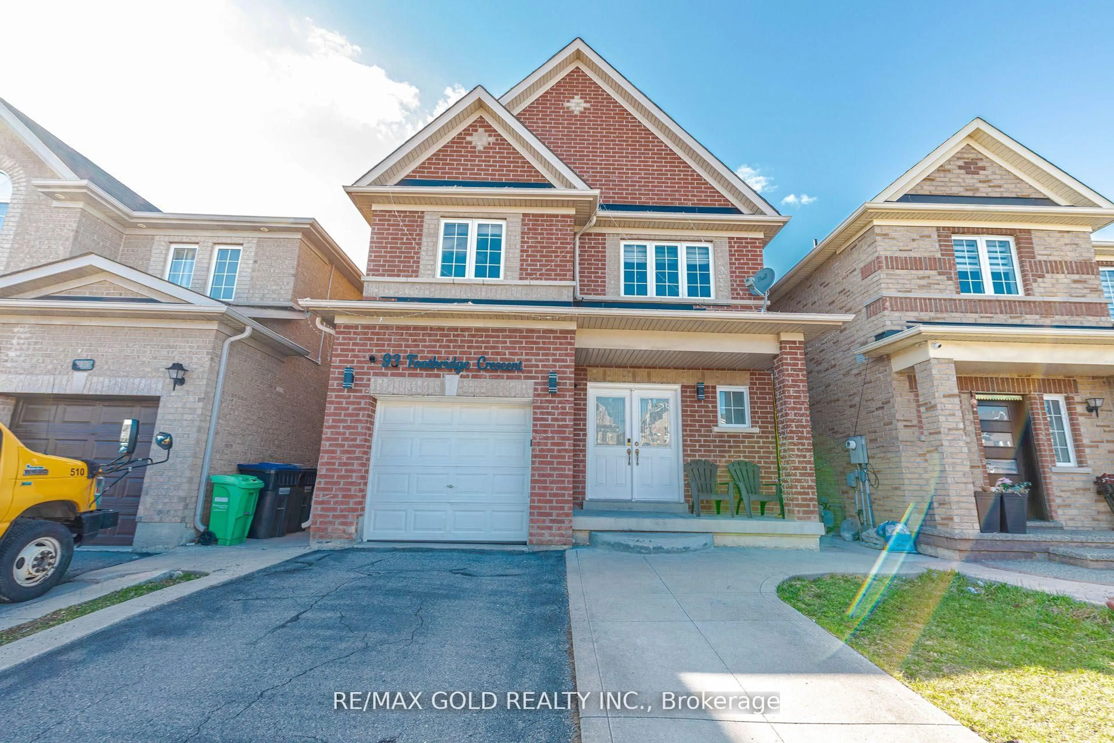 Home with brick exterior material, street for 93 Footbridge Cres, Brampton Ontario L6R 0T9
