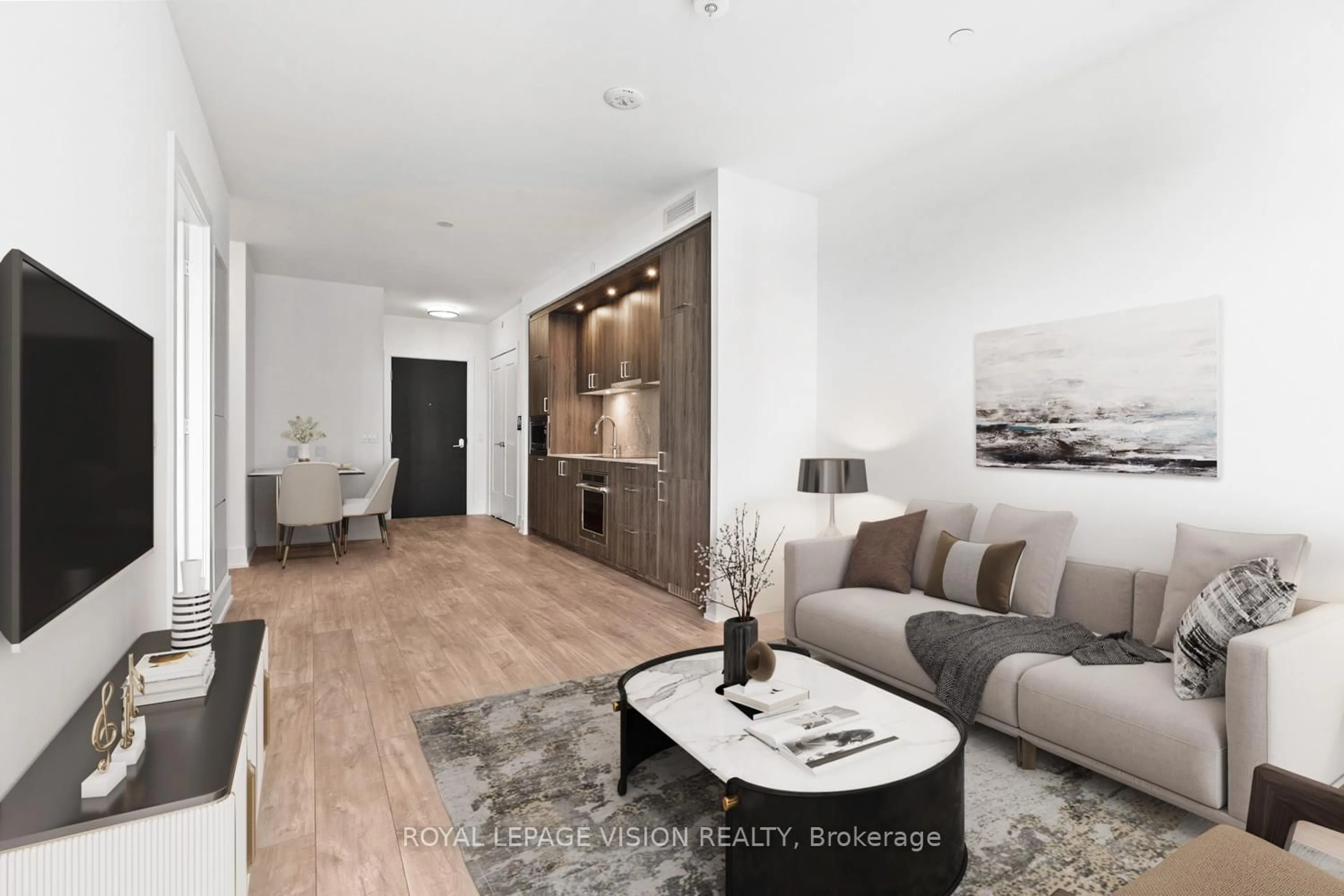 Living room with furniture, wood/laminate floor for 259 The Kingsway #503, Toronto Ontario M9A 0G2
