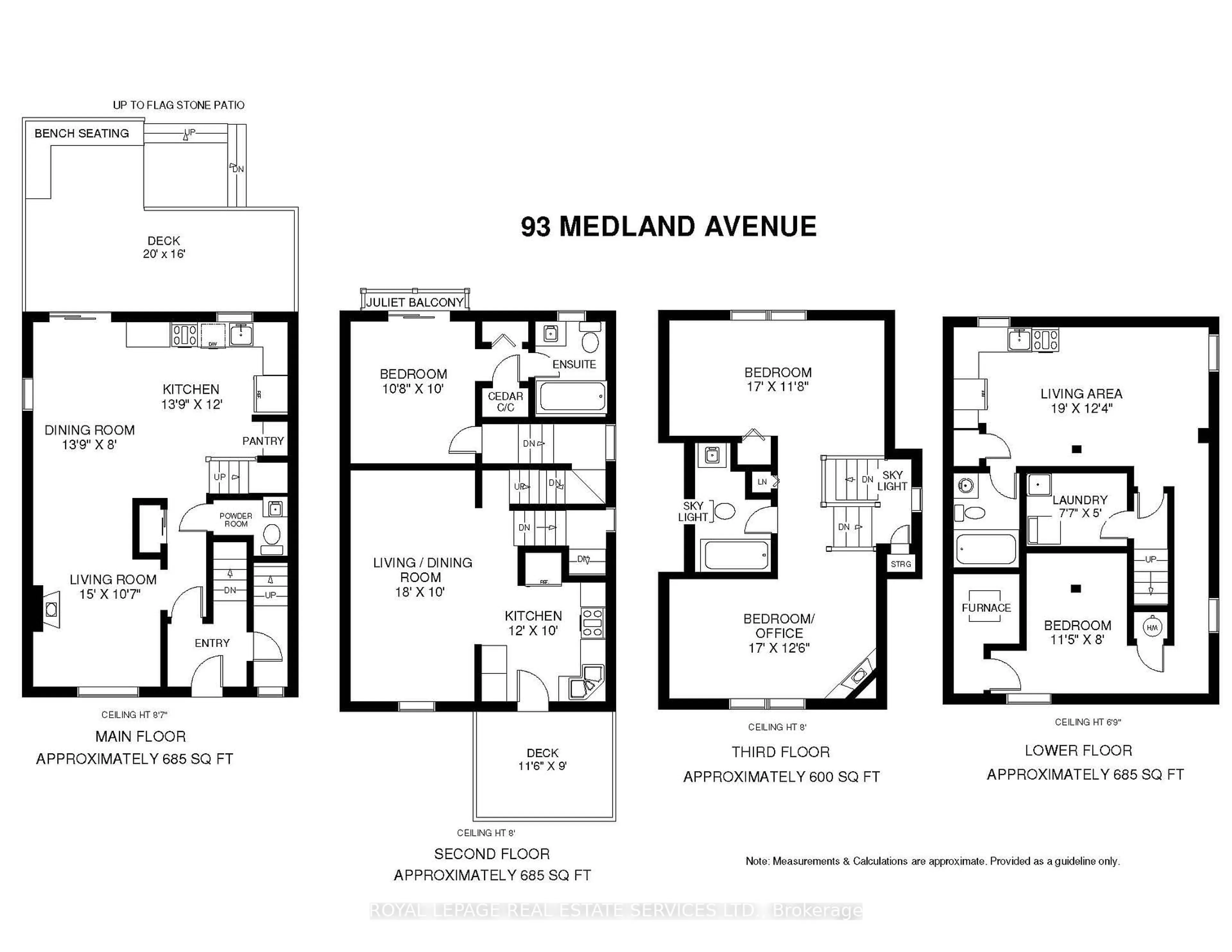 Floor plan for 93 Medland Cres, Toronto Ontario M6P 2N3