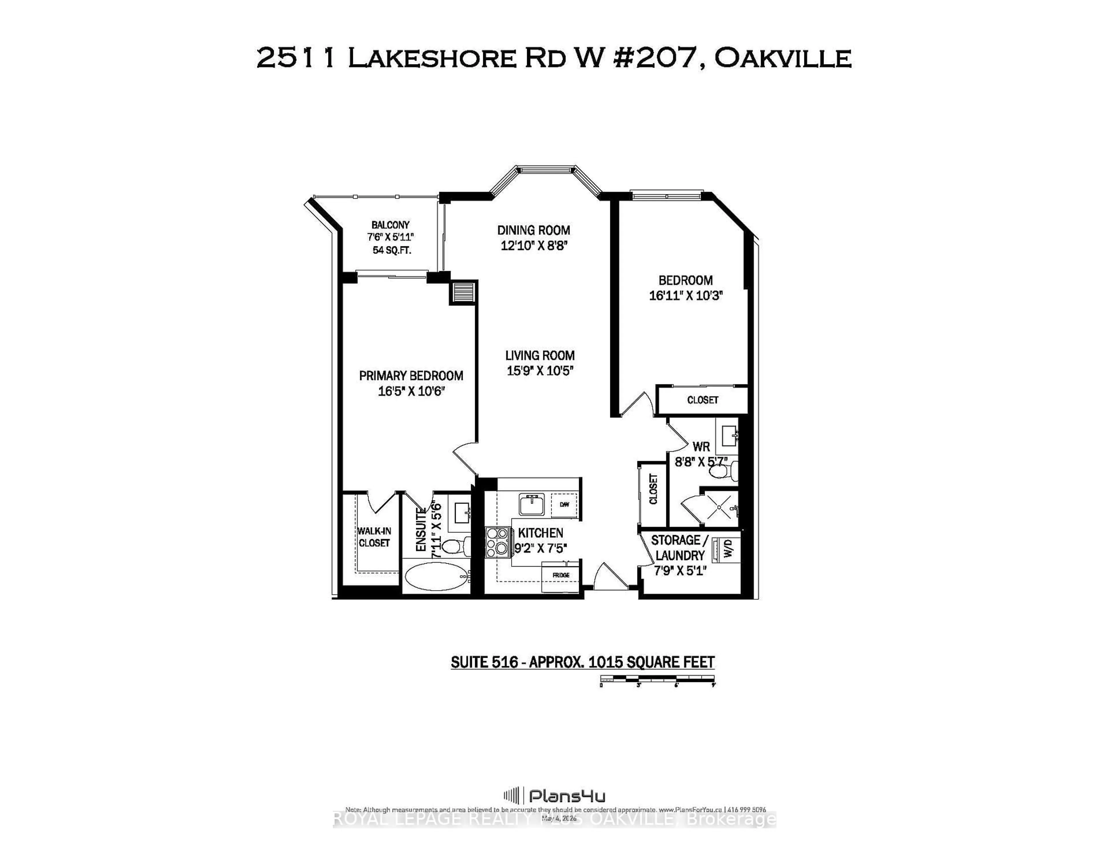 Floor plan for 2511 Lakeshore Rd #207, Oakville Ontario L6L 6L9