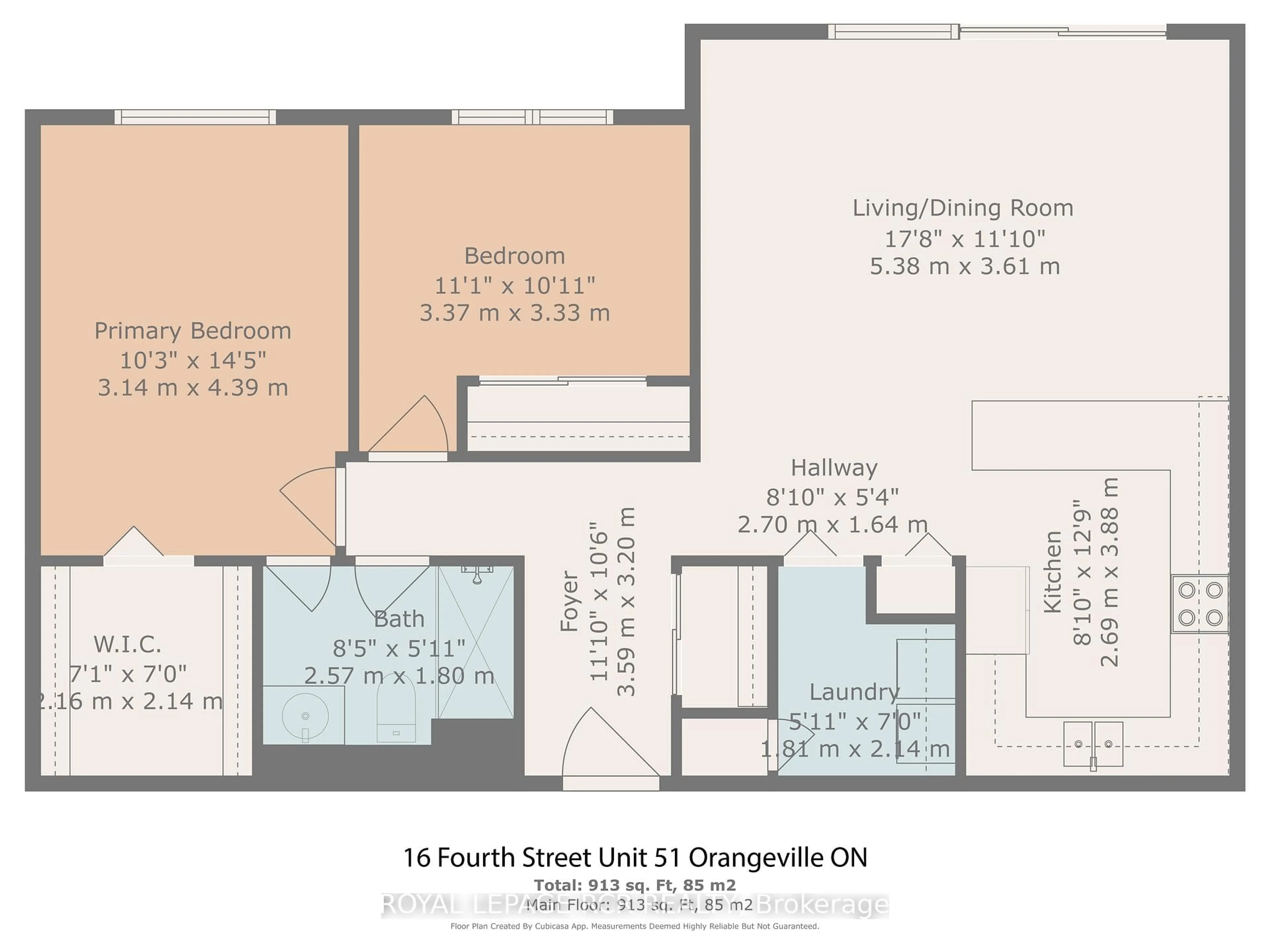 Floor plan for 16 Fourth St #51, Orangeville Ontario L9W 4N7