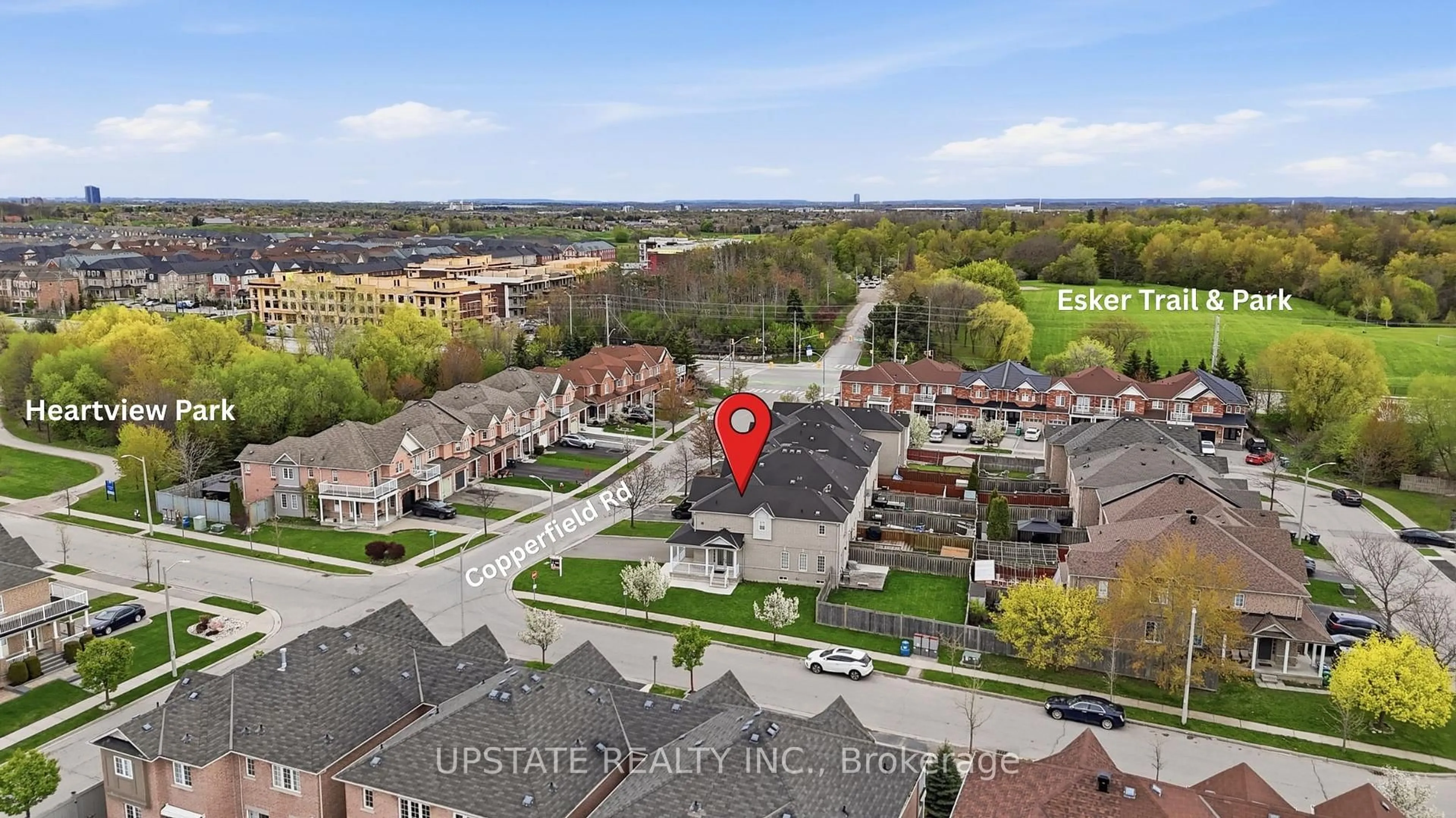 A pic from outside/outdoor area/front of a property/back of a property/a pic from drone, city buildings view from balcony for 30 Copperfield Rd, Brampton Ontario L6Z 0C9