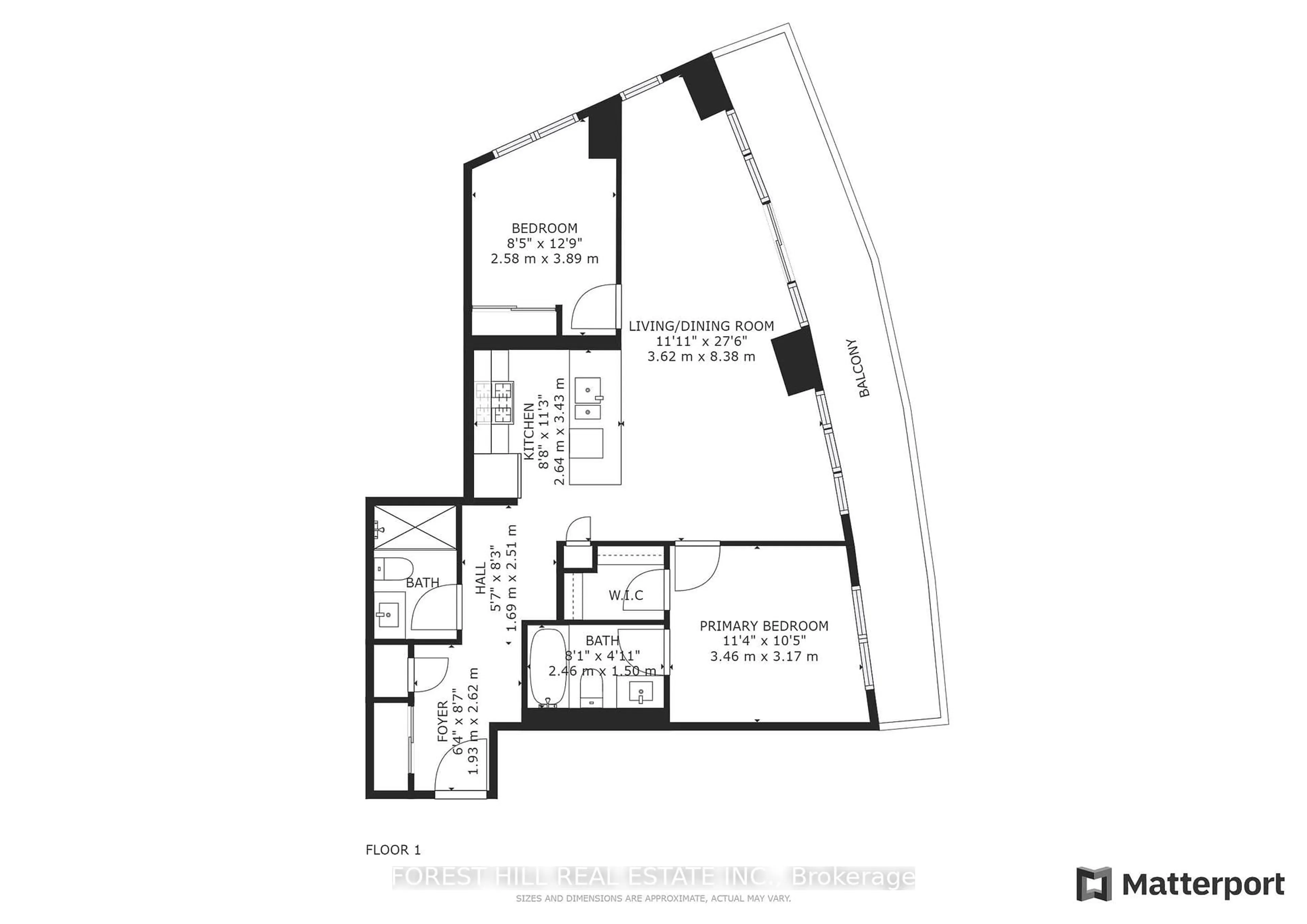 Floor plan for 2212 Lake Shore Blvd #1603, Toronto Ontario M8V 0C2