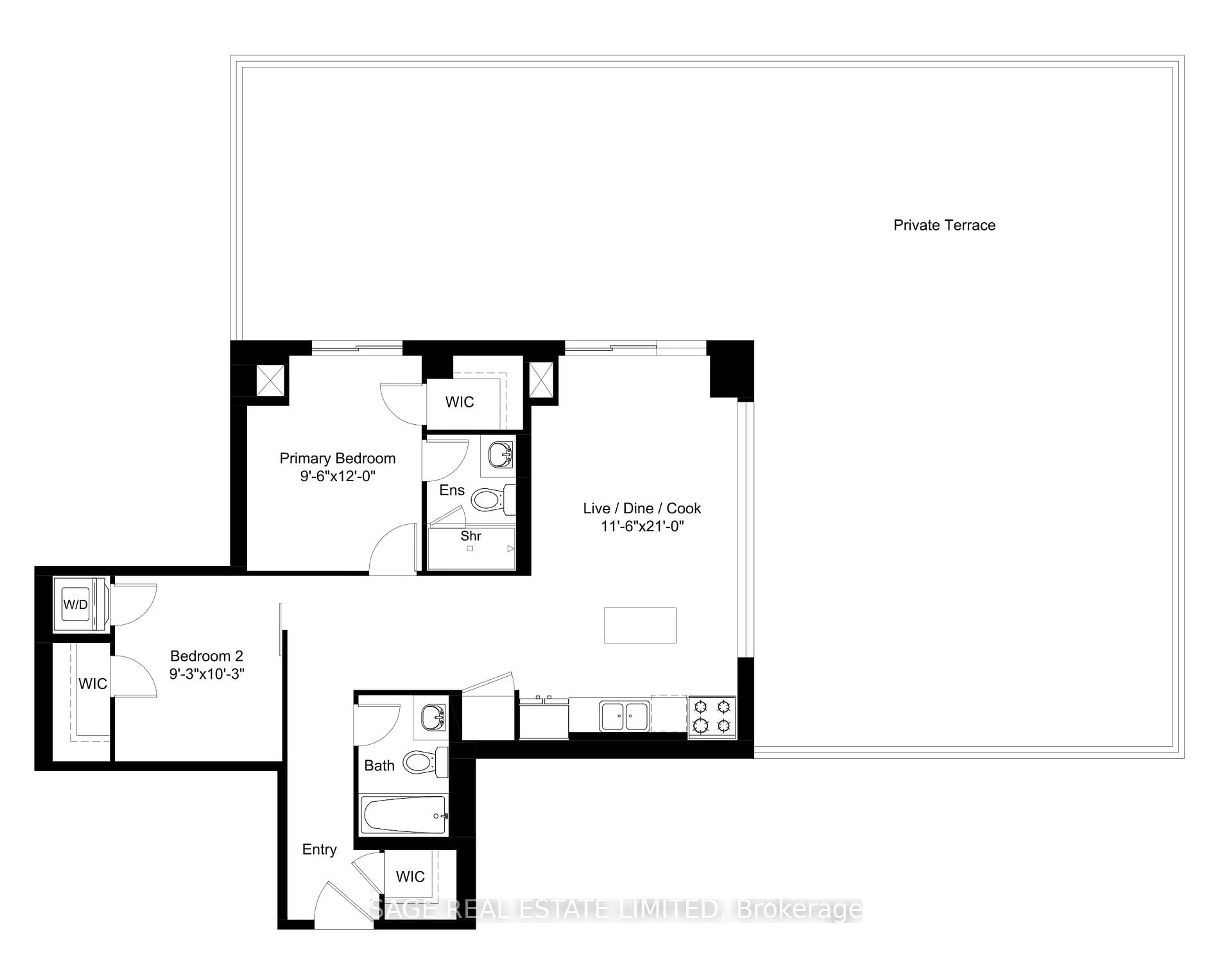 Floor plan for 16 Brookers Lane #409, Toronto Ontario M8V 0A5