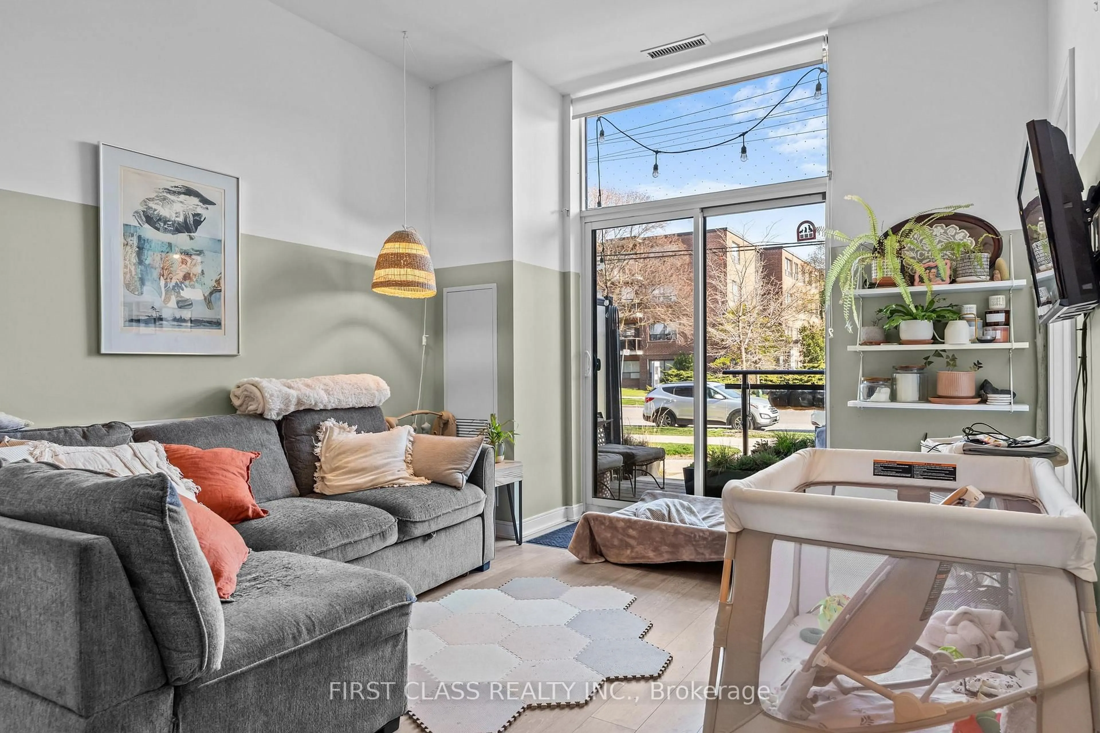 Living room with furniture, unknown for 1 Neighbourhood Lane #110, Toronto Ontario M8Y 0C2