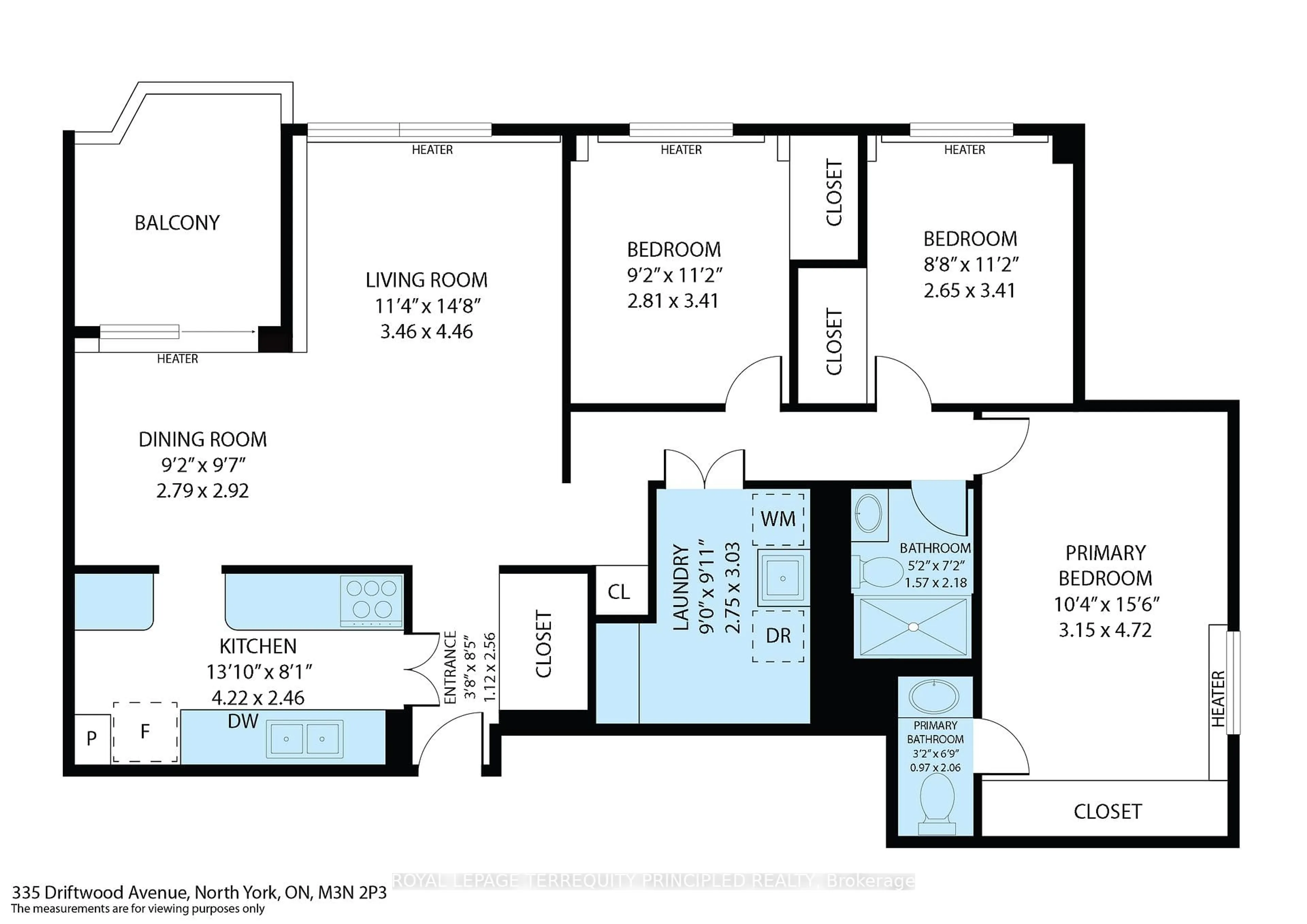 Floor plan for 335 Driftwood Ave #611, Toronto Ontario M3N 2P3