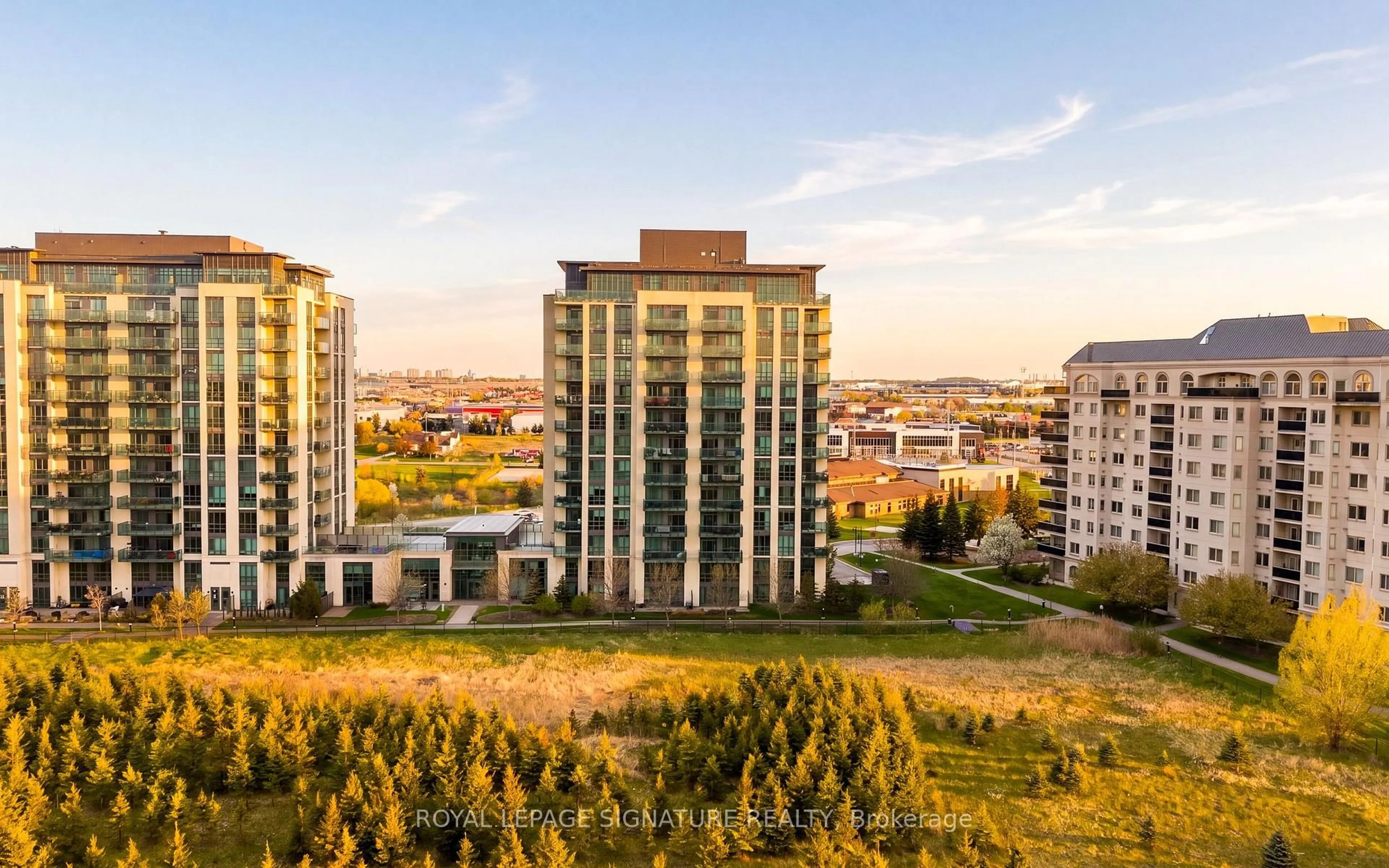 A pic from outside/outdoor area/front of a property/back of a property/a pic from drone, city buildings view from balcony for 45 Yorkland Blvd #806, Brampton Ontario L6P 4B4