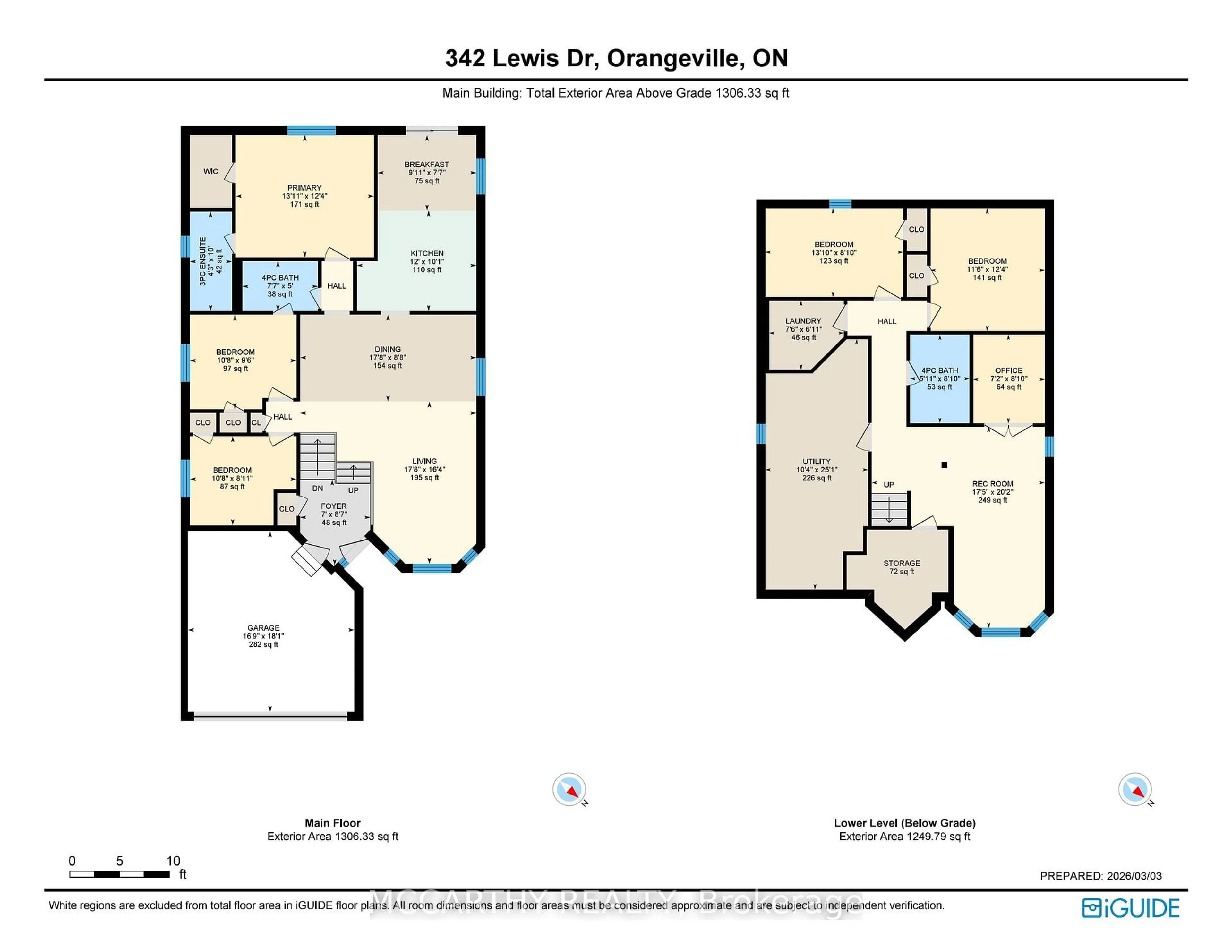 Floor plan for 342 Lewis Dr, Orangeville Ontario L9W 4P8