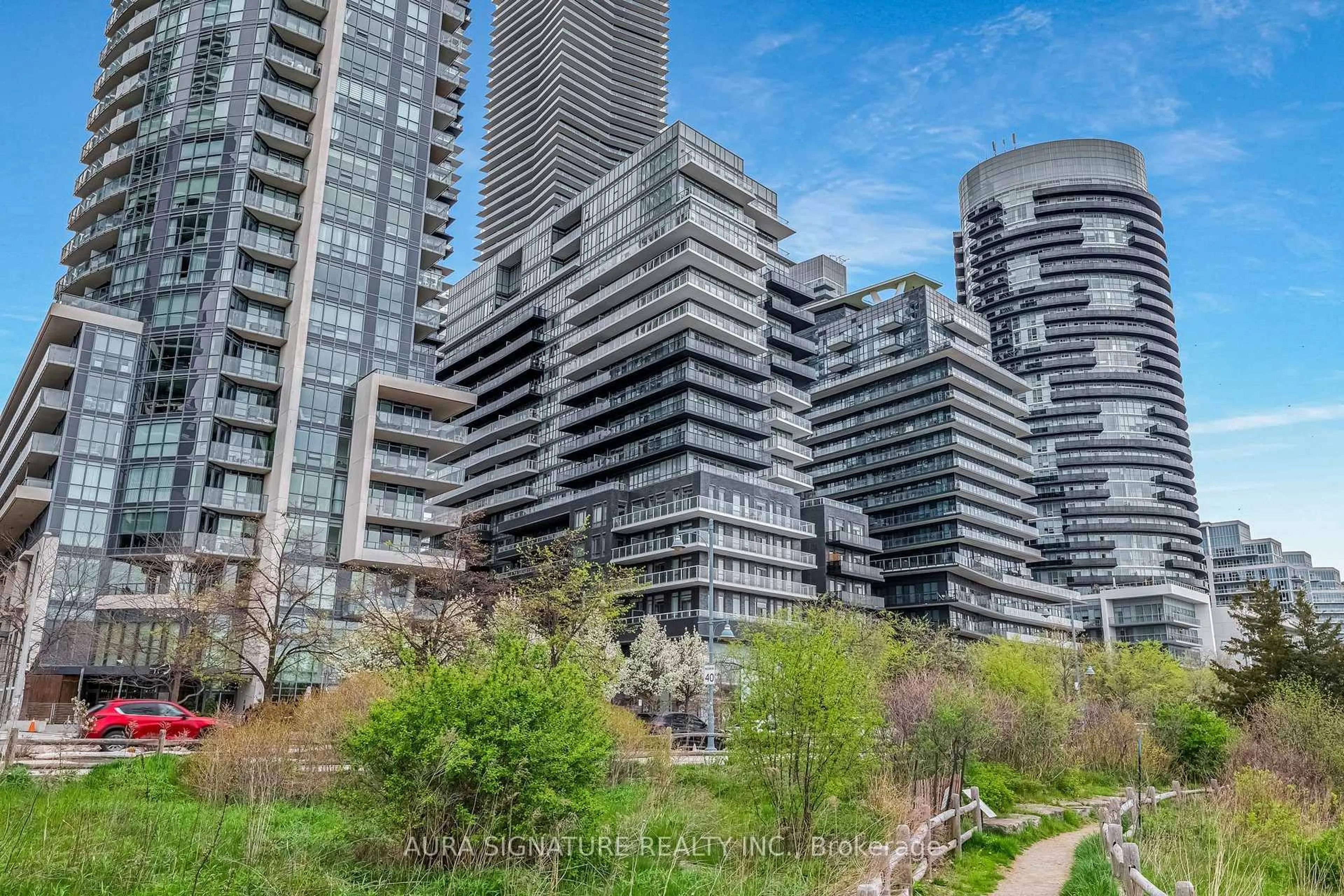 Patio, city buildings view from balcony for 110 Marine Parade Dr #901, Toronto Ontario M8V 0A3