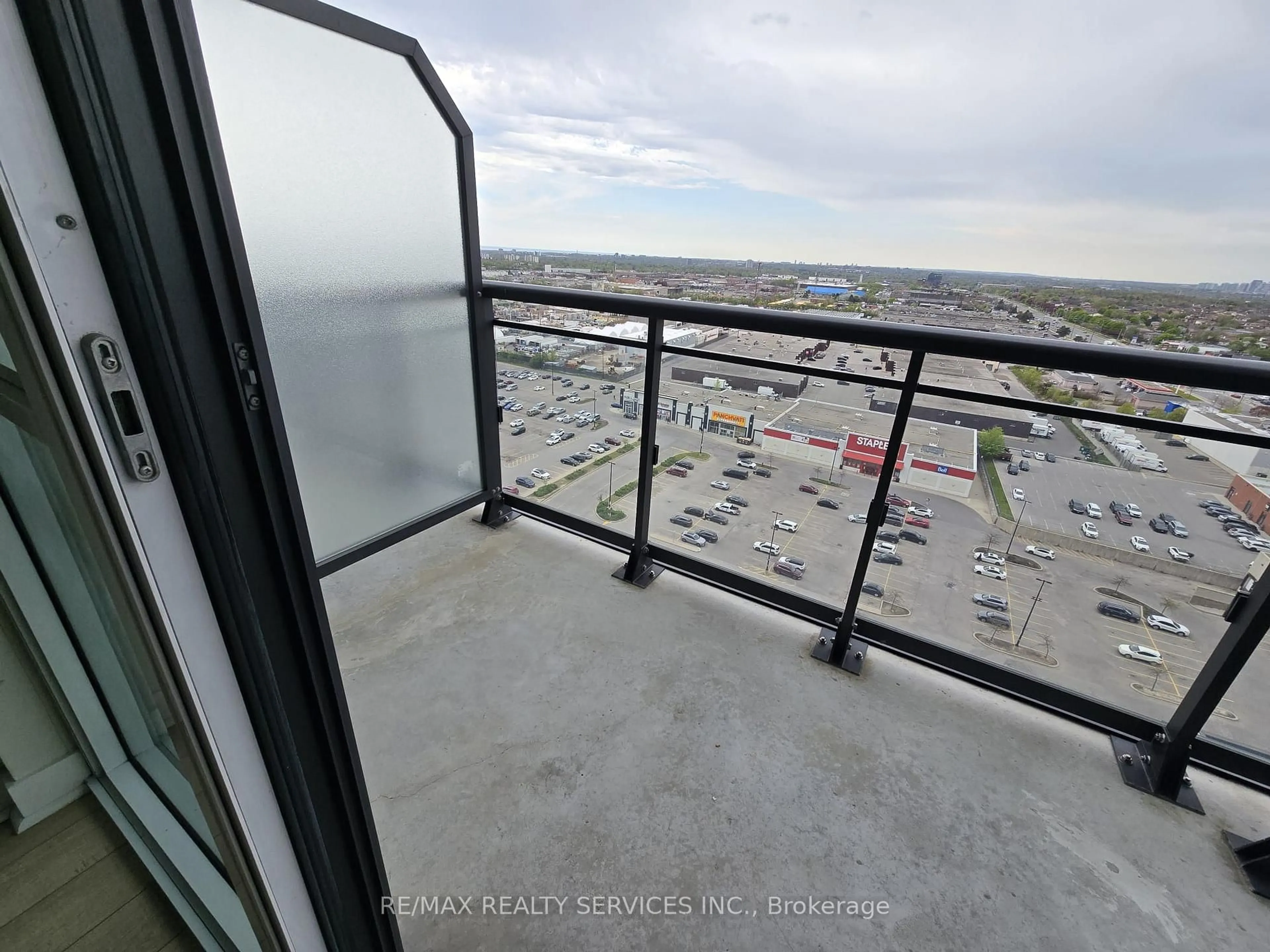 Balcony in the apartment, city buildings view from balcony for 3975 Grand Park Dr #1506, Mississauga Ontario L5B 0K4