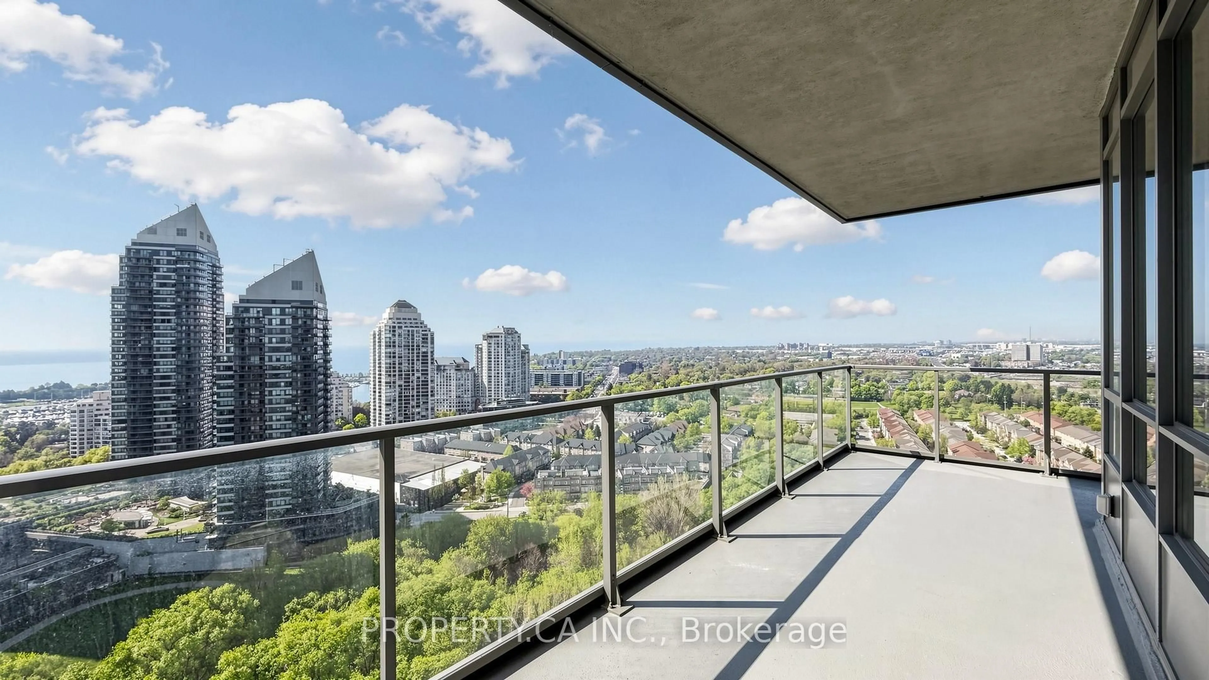 Balcony in the apartment, city buildings view from balcony for 36 Park Lawn Rd #2203, Toronto Ontario M8V 0E5