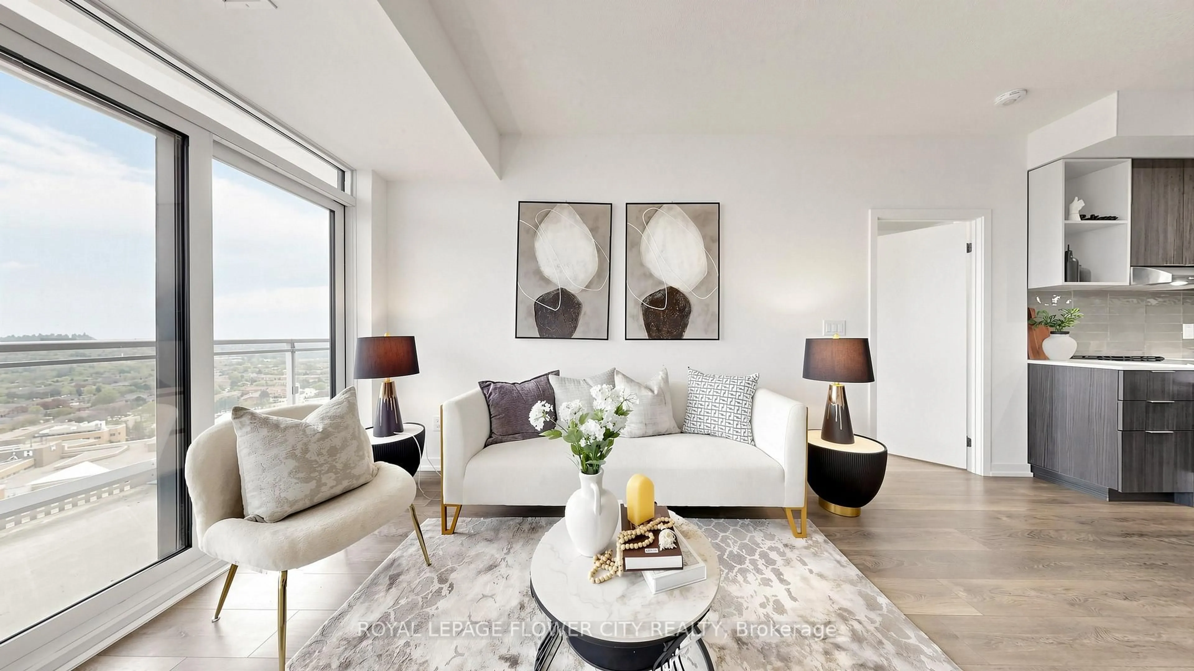 Living room with furniture, unknown for 2520 Eglinton Ave #1710, Mississauga Ontario L5M 0Y4