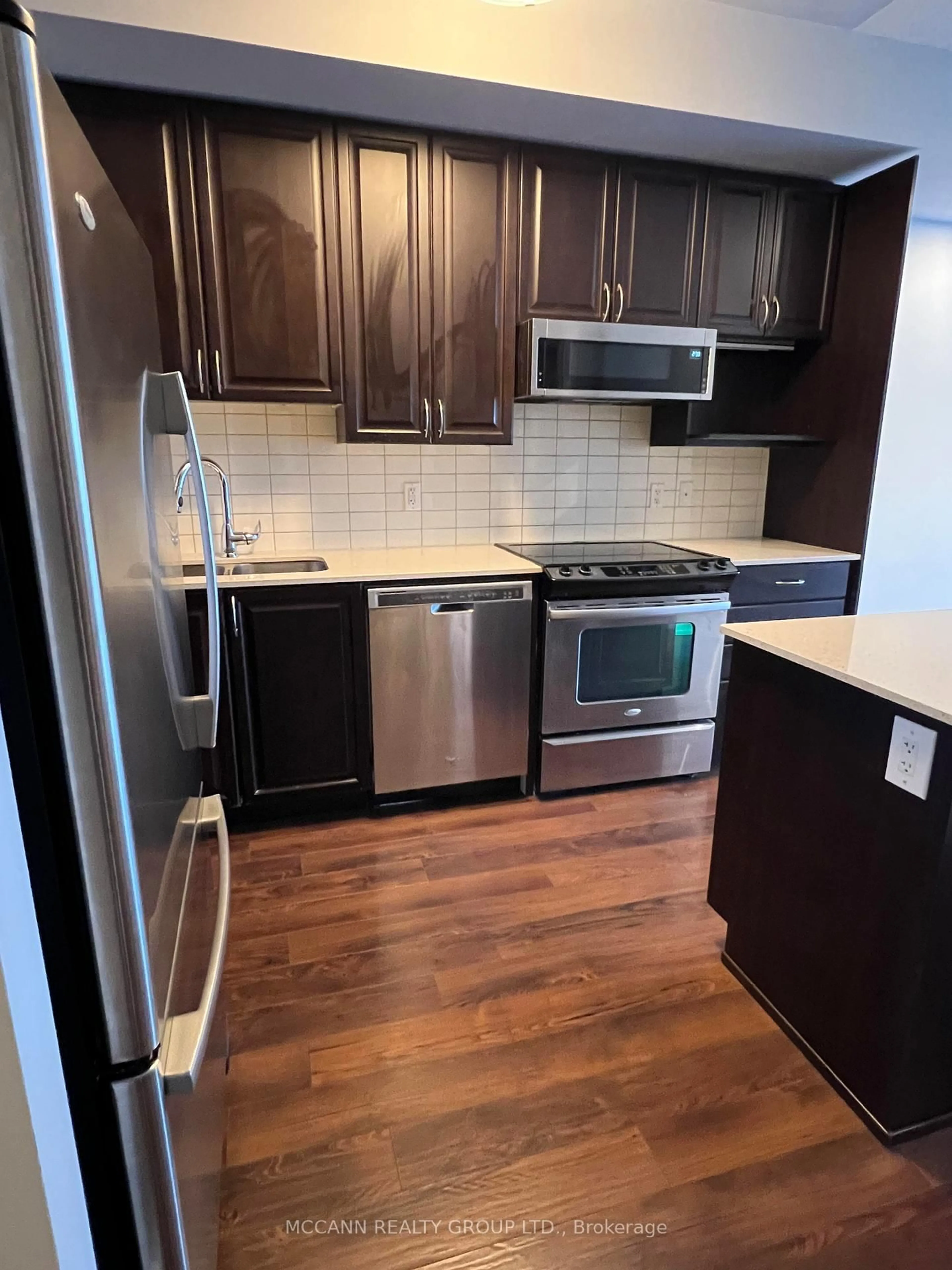 Standard kitchen, wood/laminate floor for 15 Viking Lane #1605, Toronto Ontario M9B 0A4