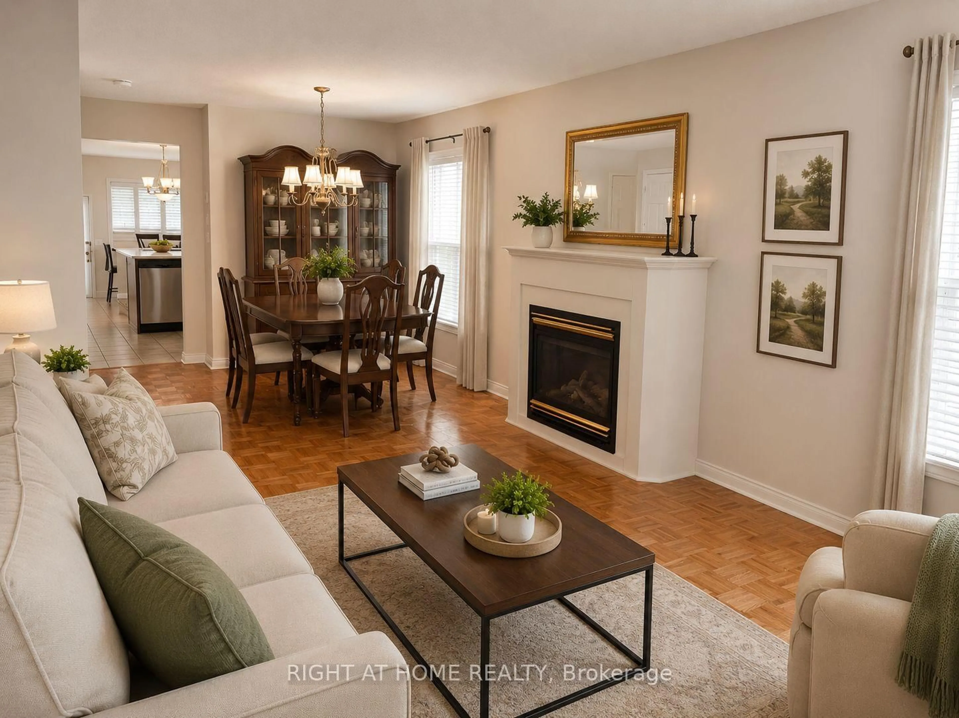 Living room with furniture, wood/laminate floor for 41 Olympia Cres, Brampton Ontario L6X 4W2
