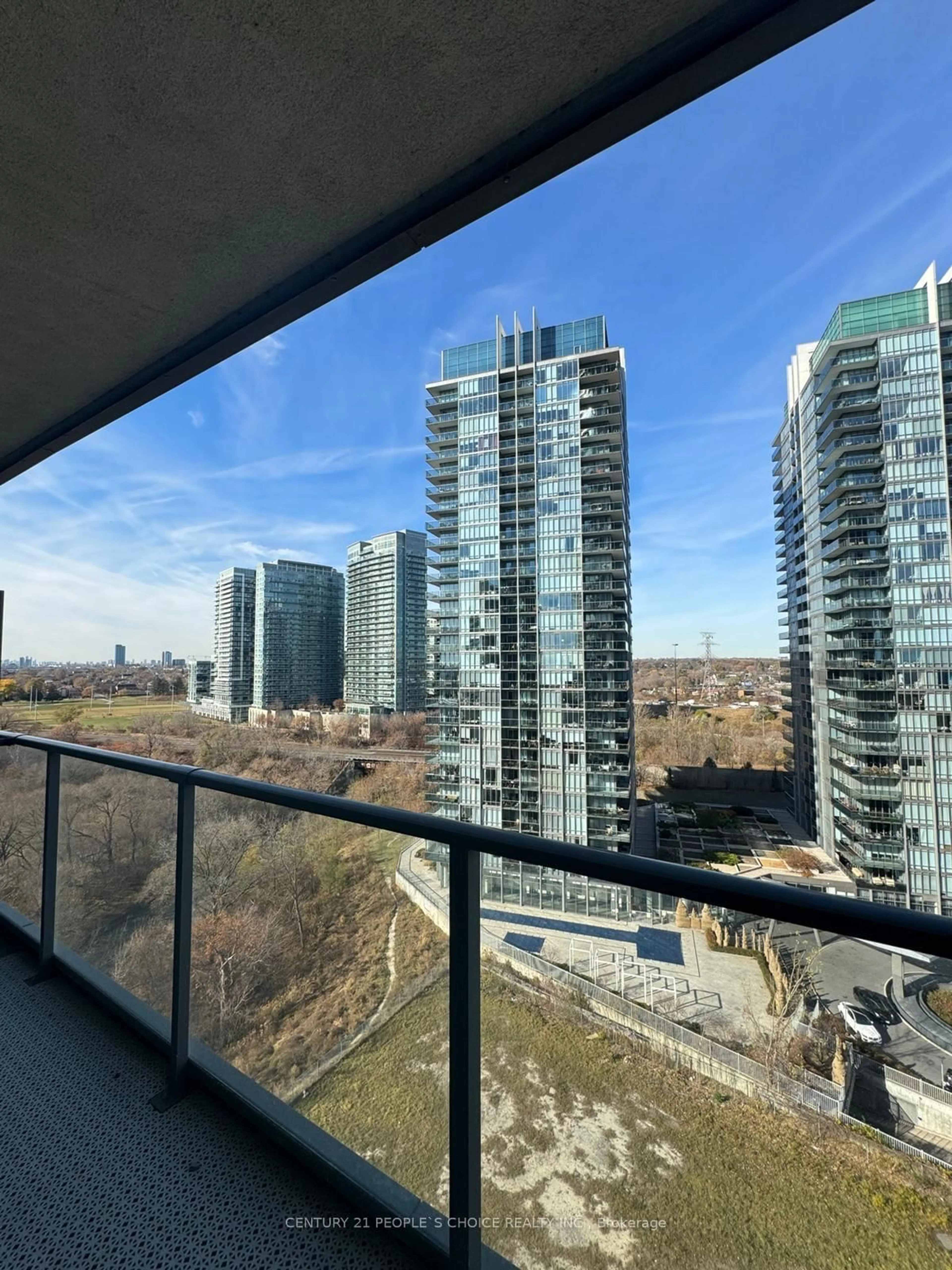 Balcony in the apartment, city buildings view from balcony for 36 Park Lawn Rd #1206, Toronto Ontario M8Y 3H8