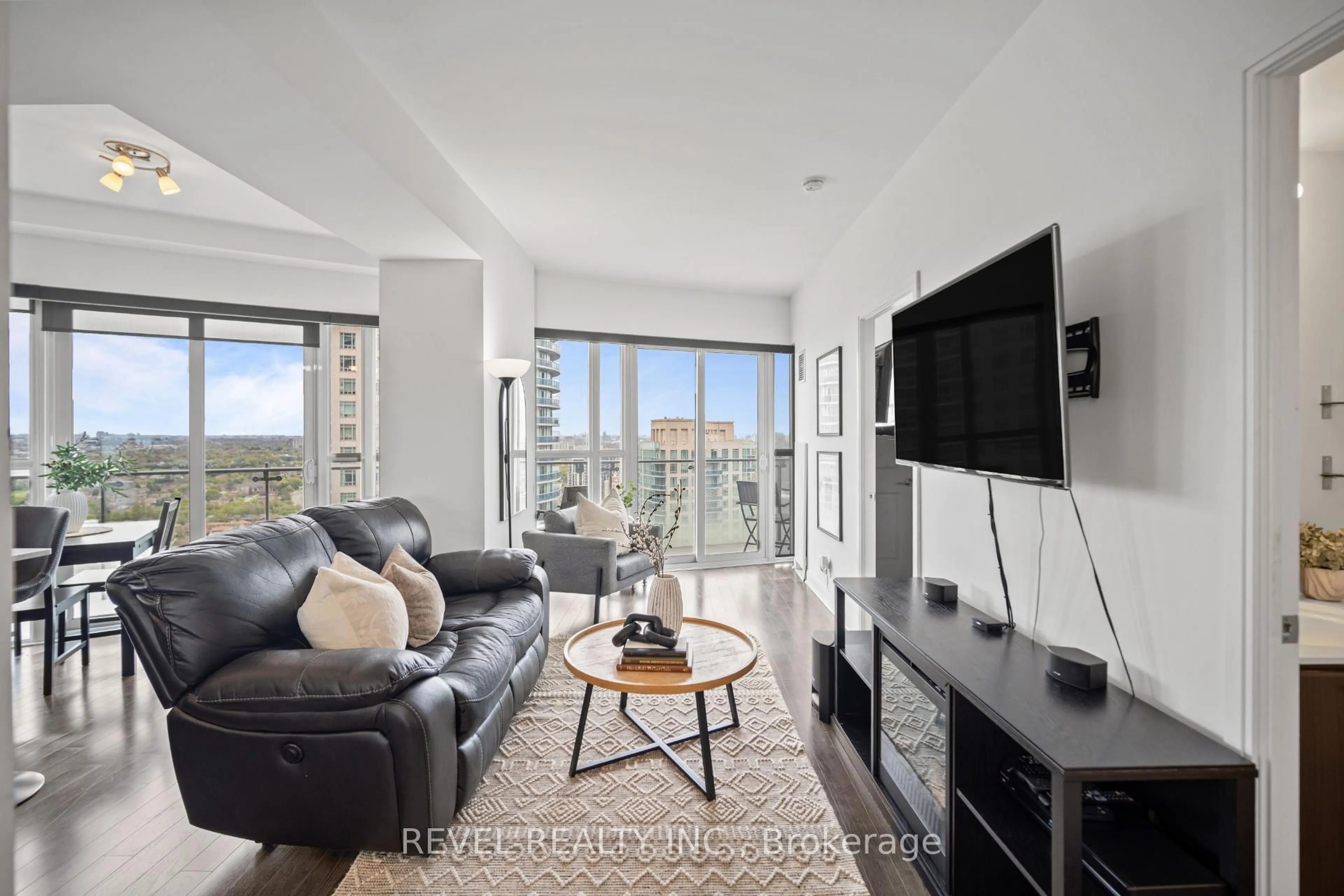 Living room with furniture, unknown for 50 Absolute Ave #2802, Mississauga Ontario L4Z 0A8