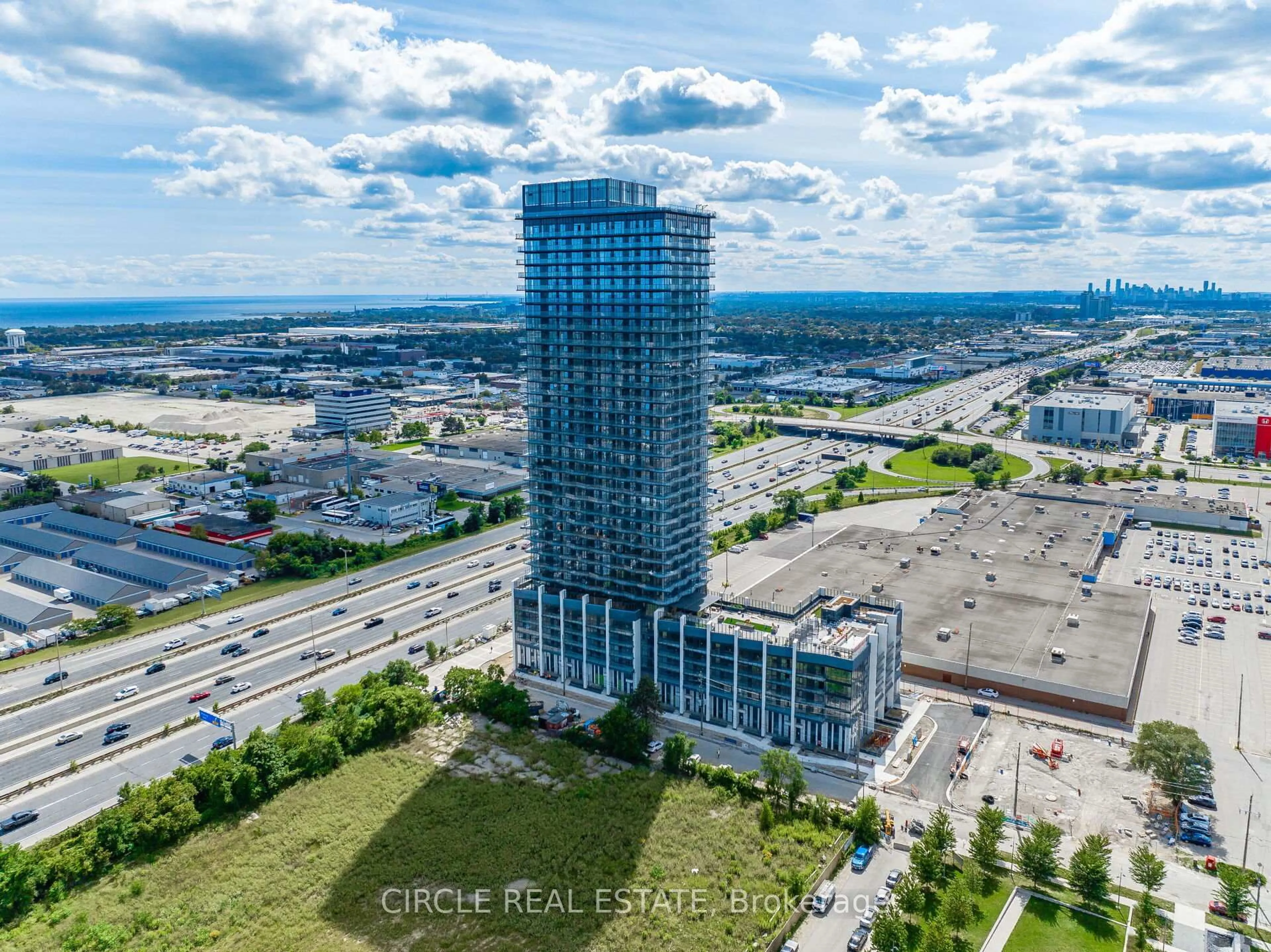 A pic from outside/outdoor area/front of a property/back of a property/a pic from drone, city buildings view from balcony for 36 Zorra St #2202, Toronto Ontario M8Z 0G5